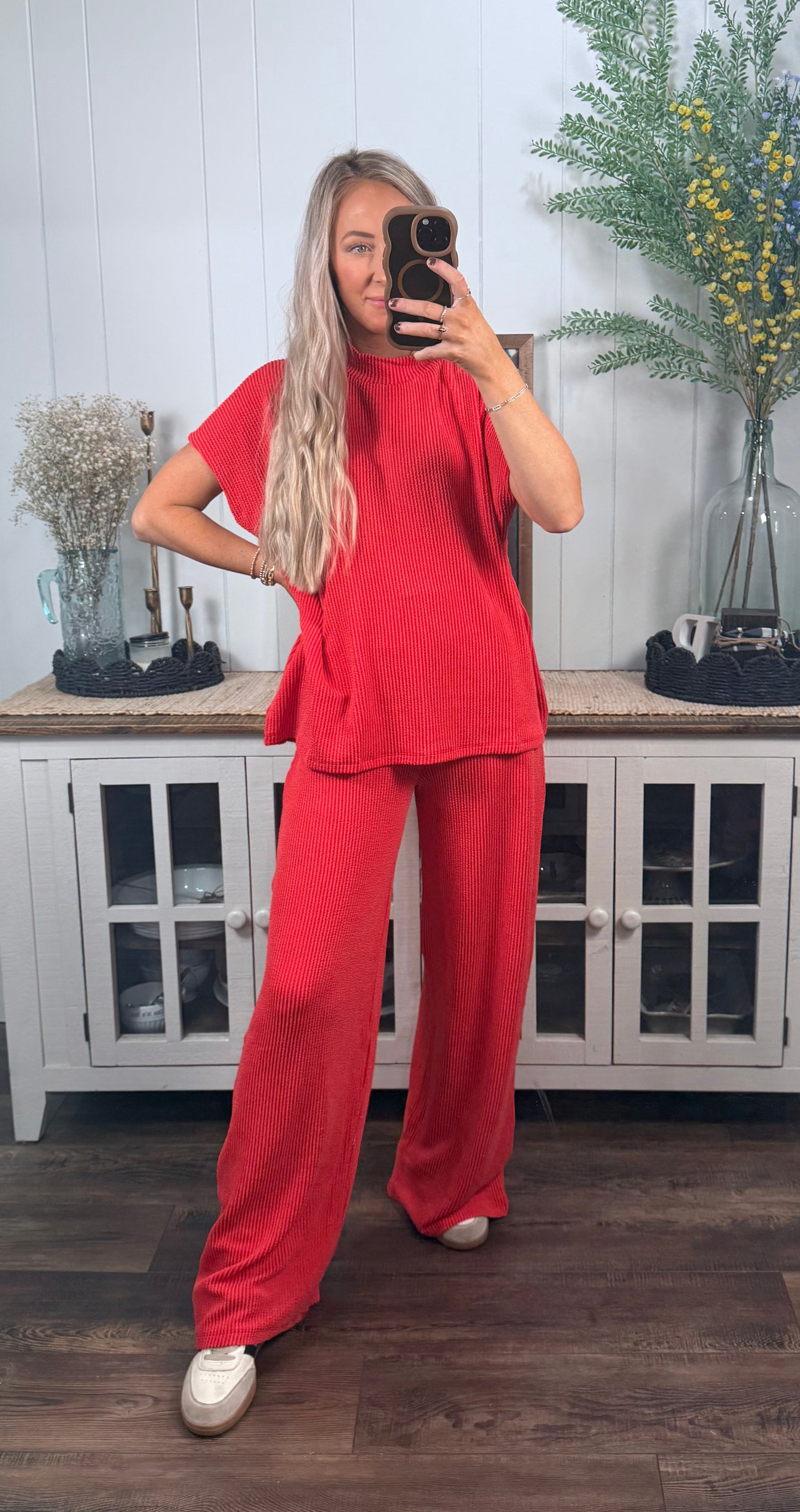 Charlie Ribbed Set - Red