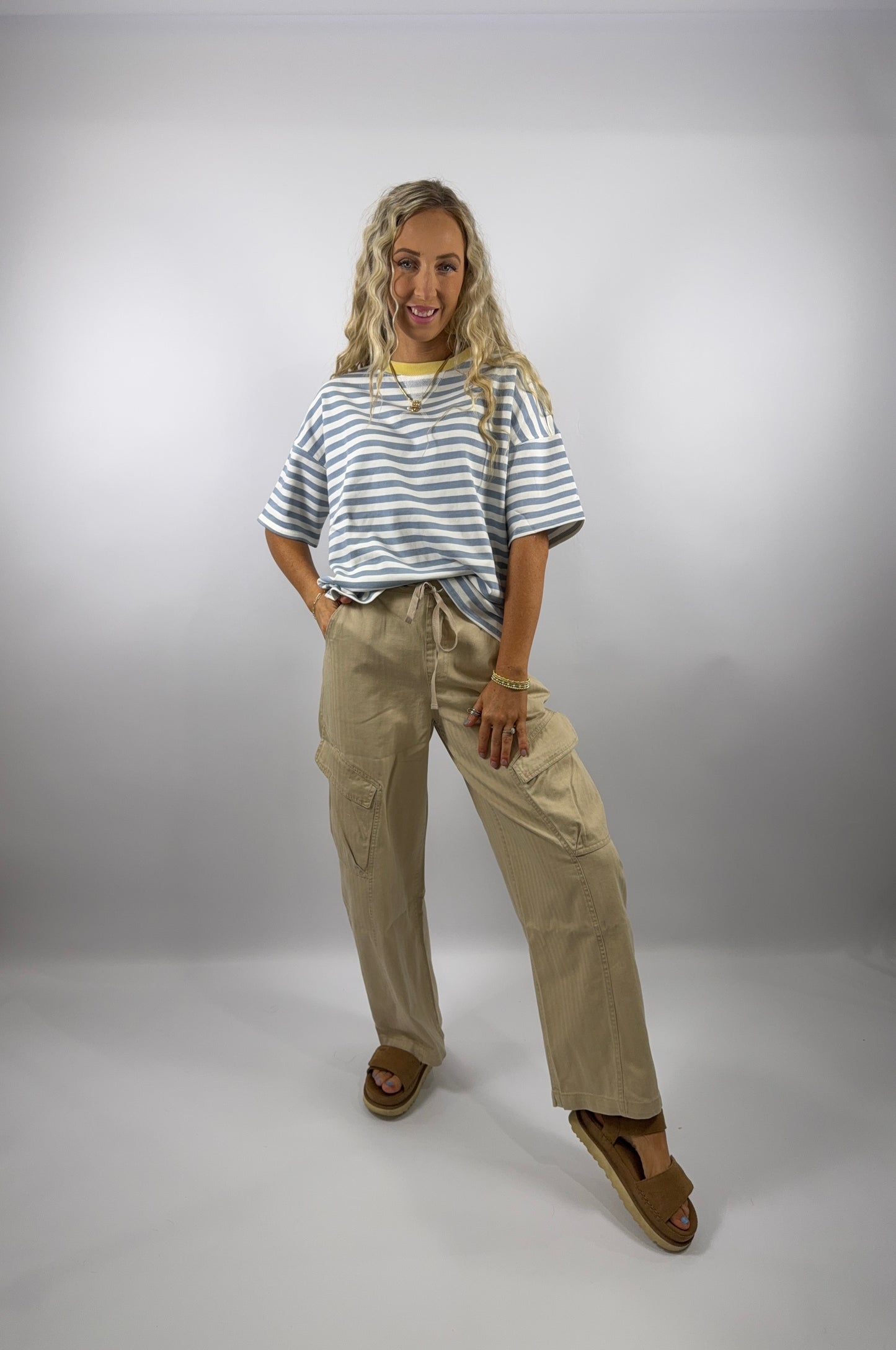 Layne Stripe Top - Blue/Yellow