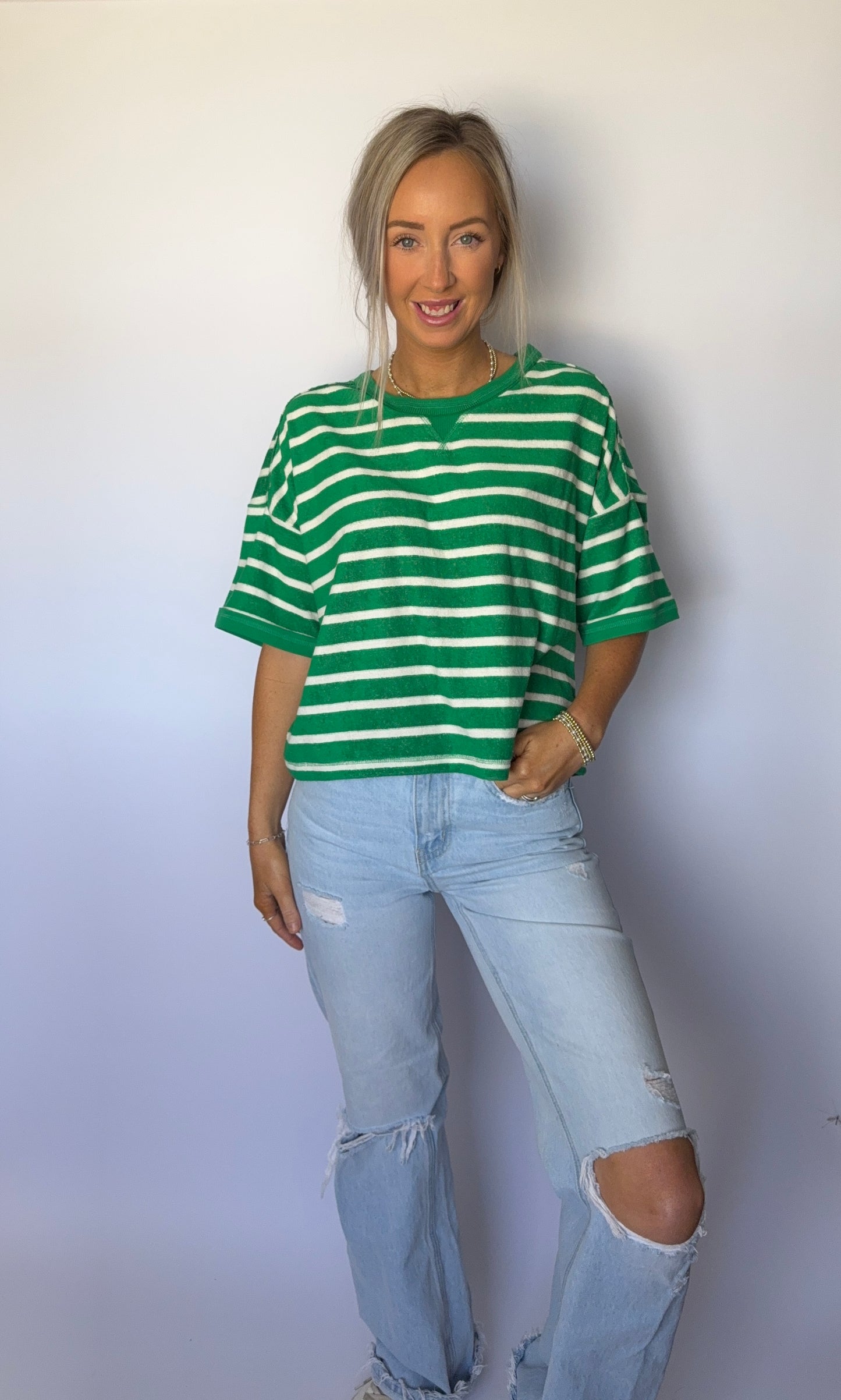 Everyday Stripe Top - Green/White