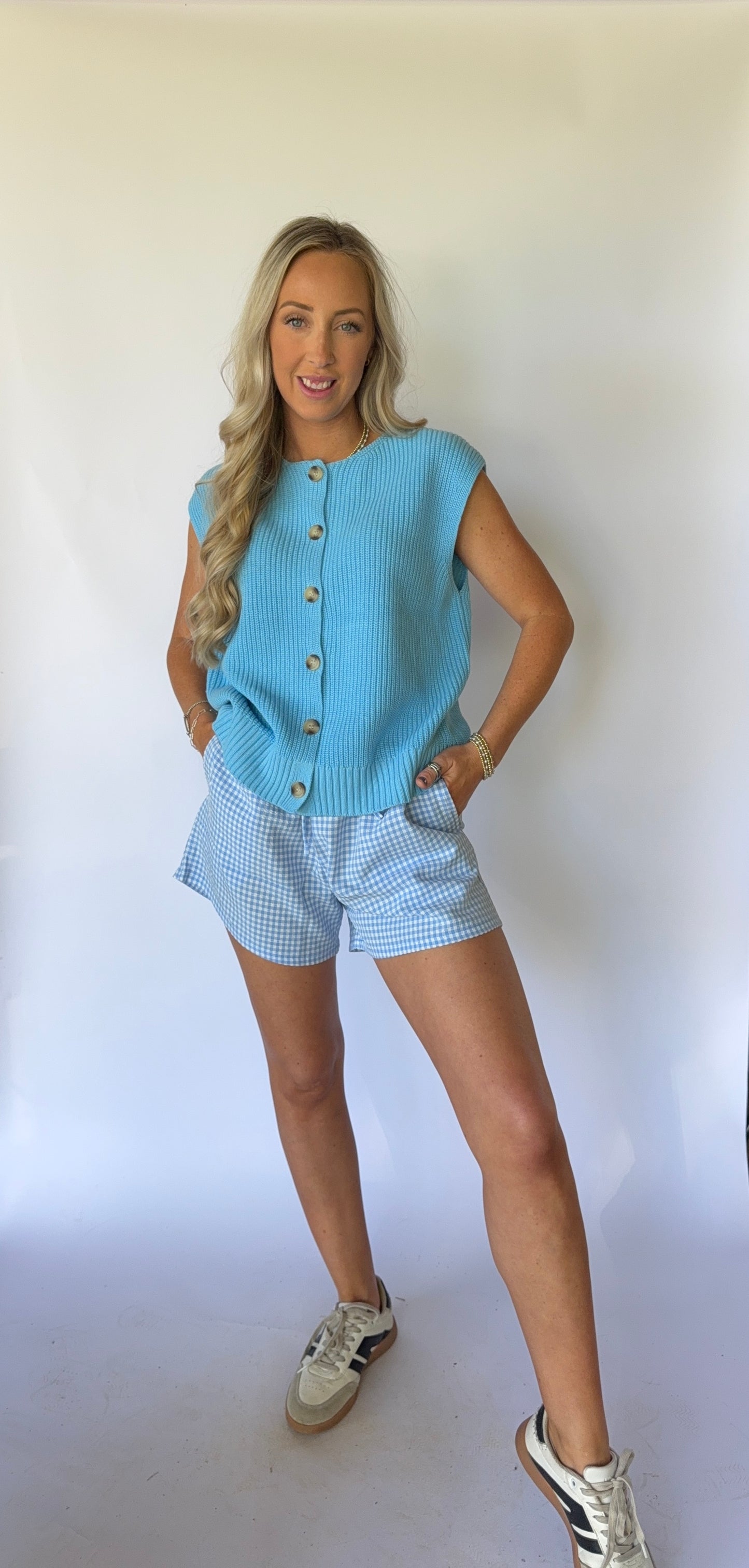 Beth Gingham Shorts - Blue
