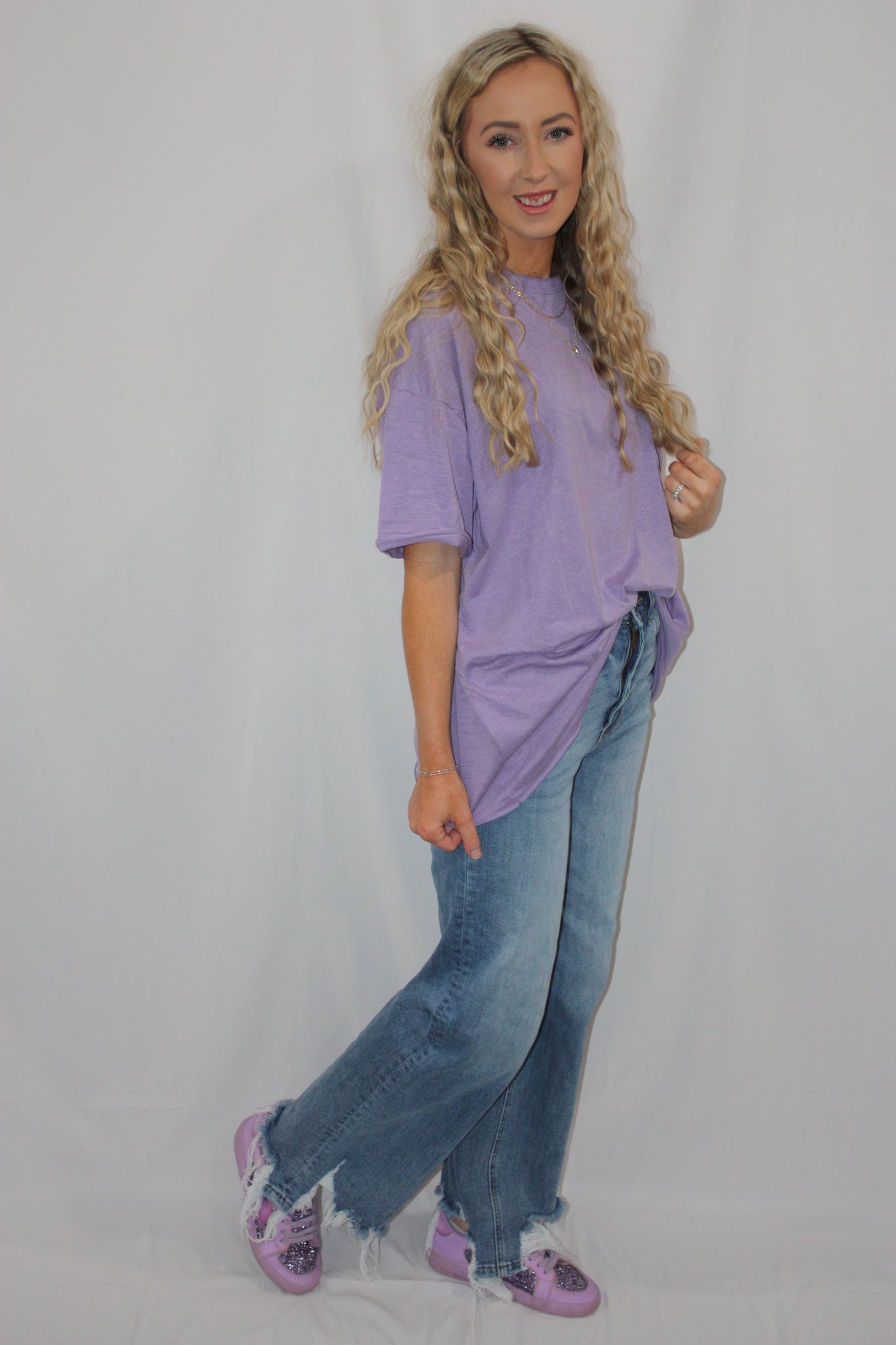 Straight Leg Distressed Hem Jean