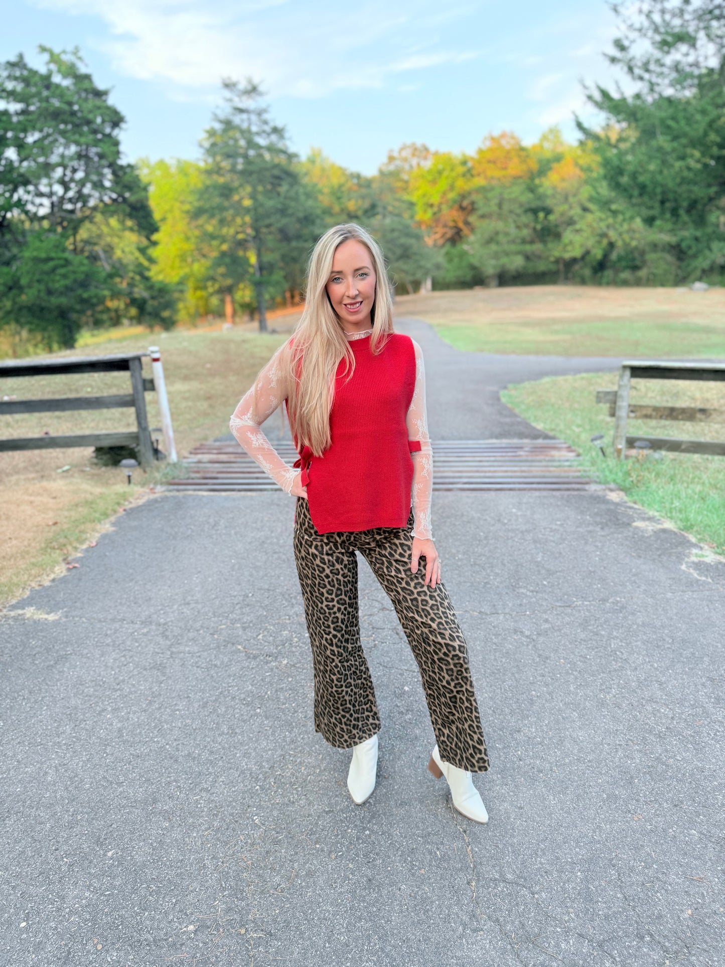 Evie Tie Sweater Vest - Red