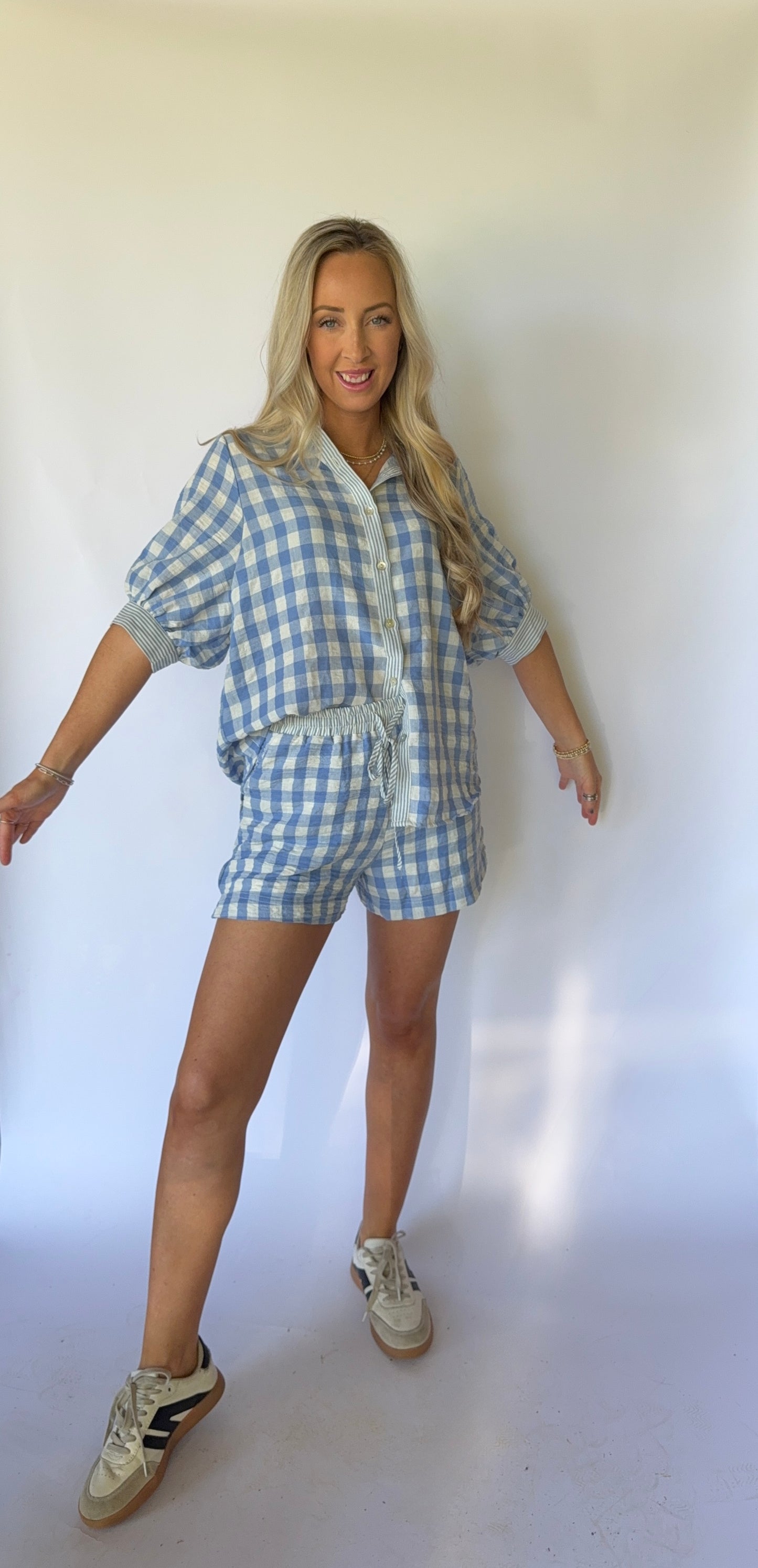 Sadie Gingham Set - Blue