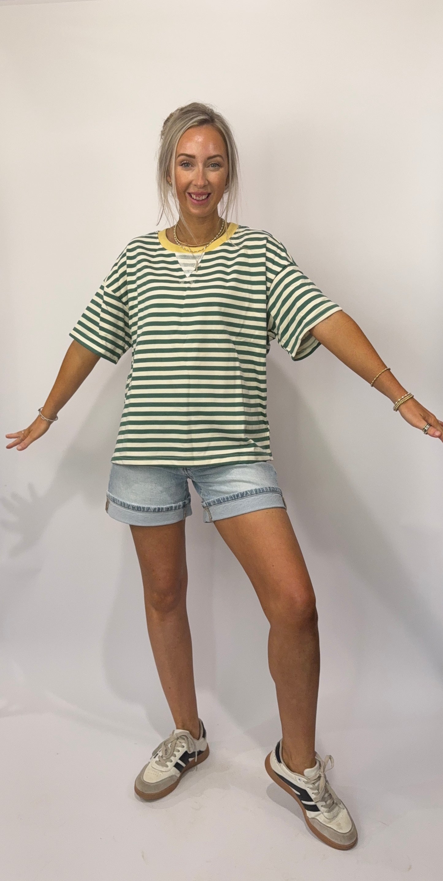 Layne Stripe Top - Green/Yellow