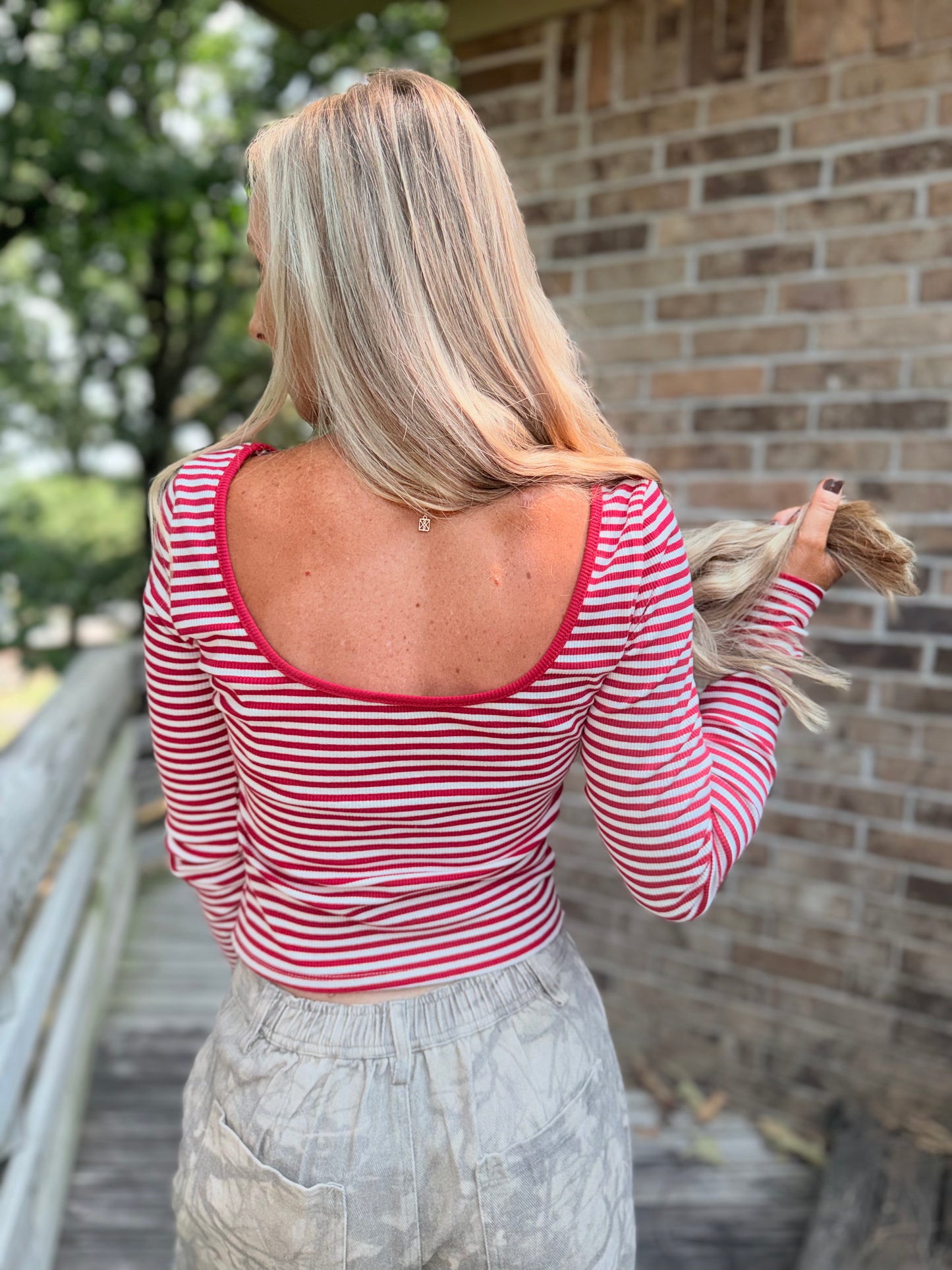 Fallon Stripe Top - red