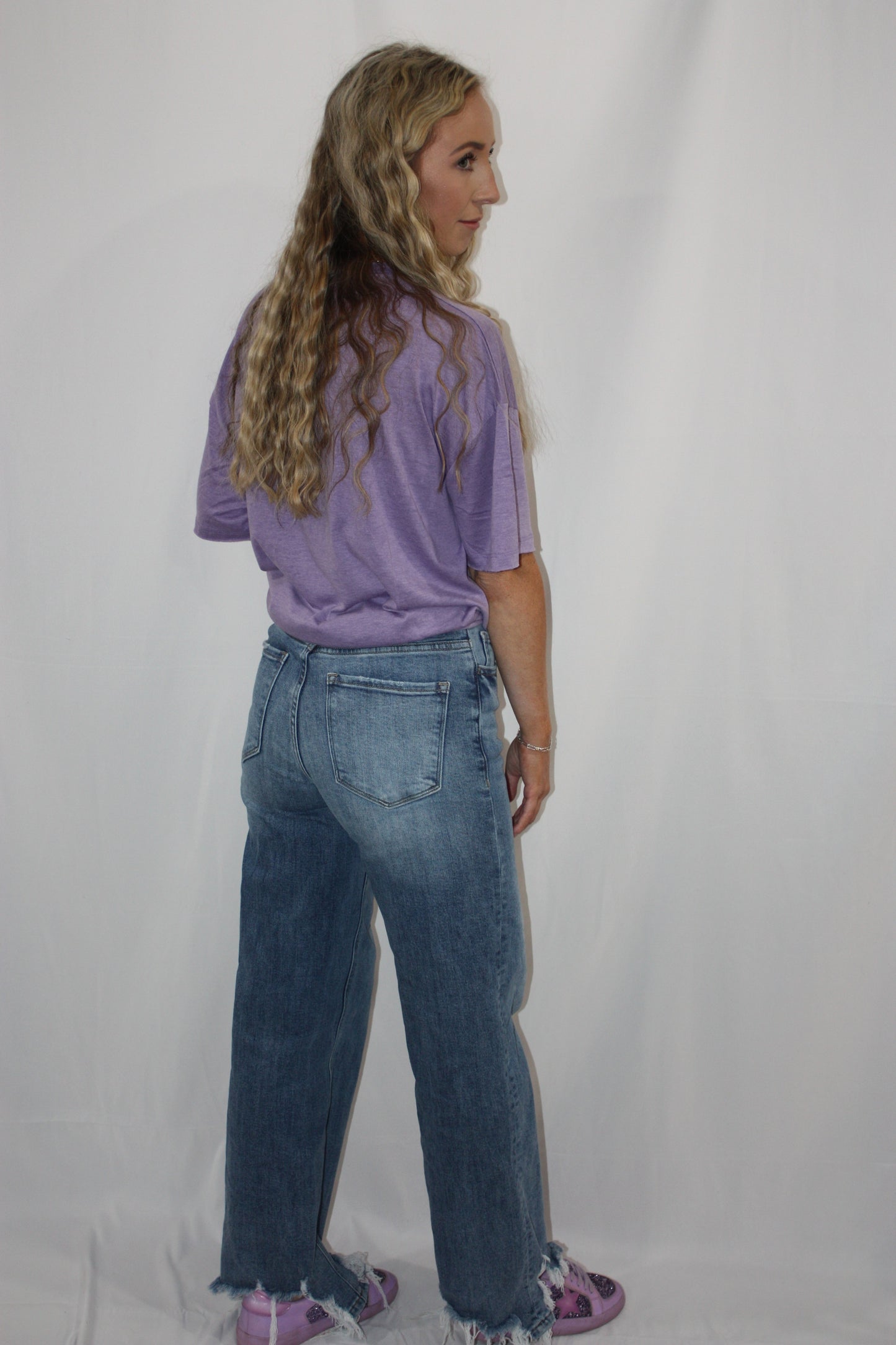 Straight Leg Distressed Hem Jean