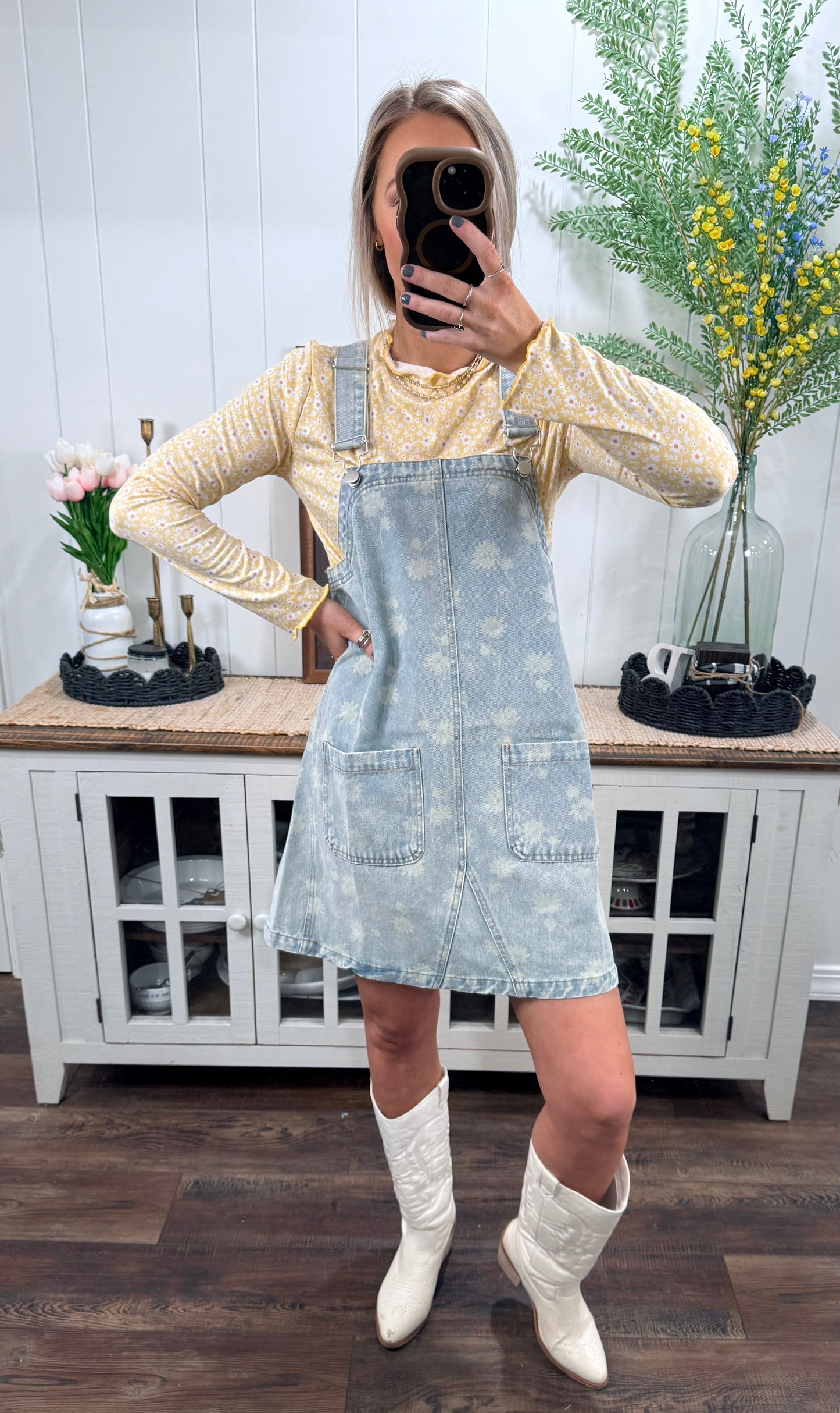 Floral Mesh Top - Yellow