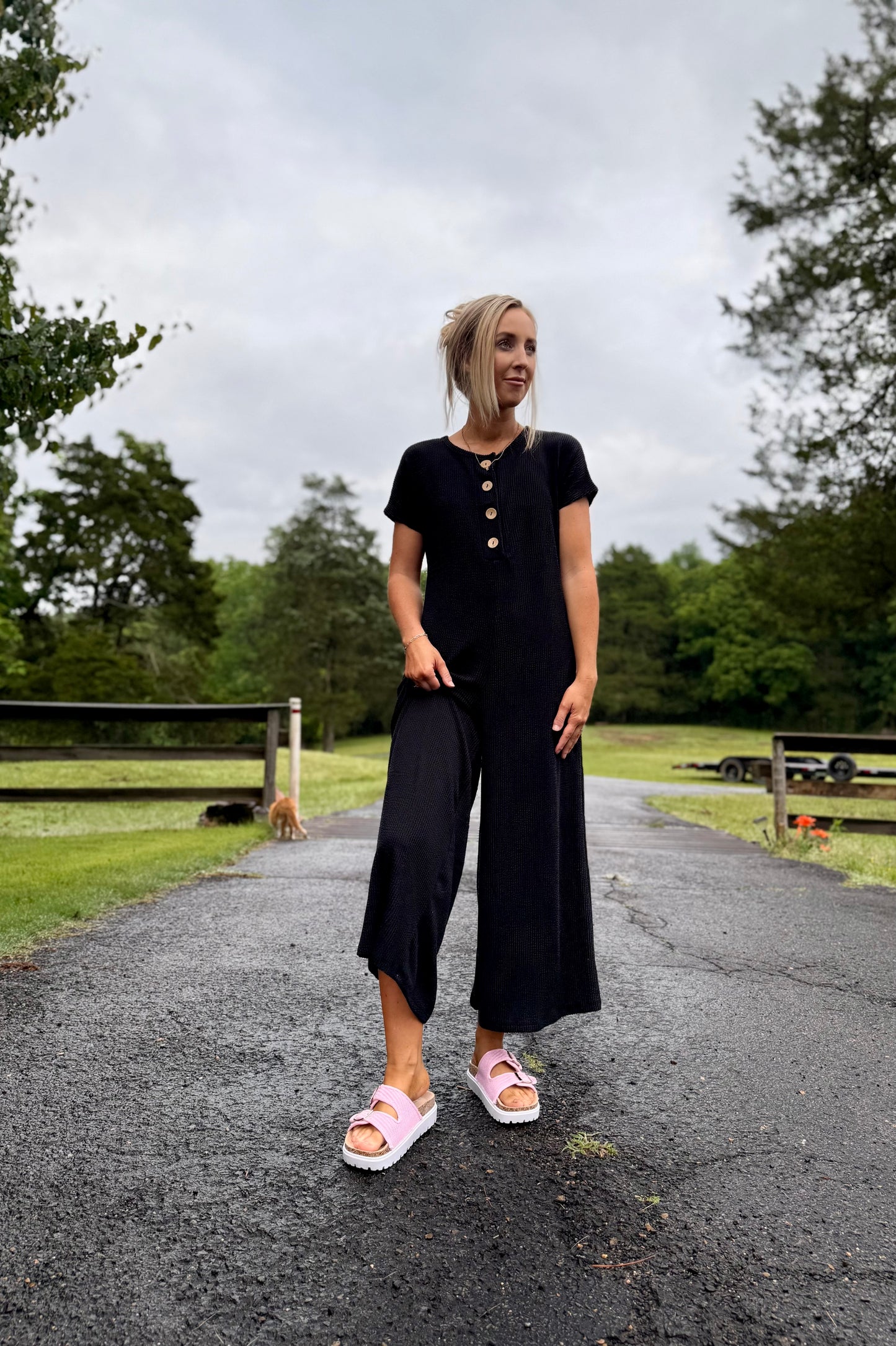 Ribbed Crop Flare Jumpsuit