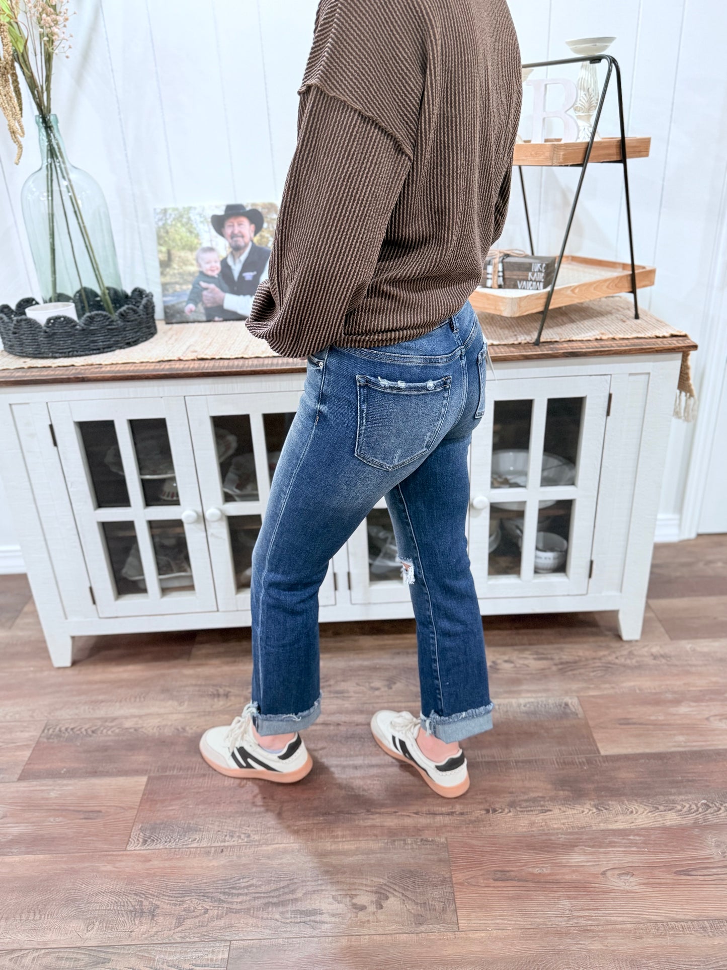 Dark Wash Distressed Denim