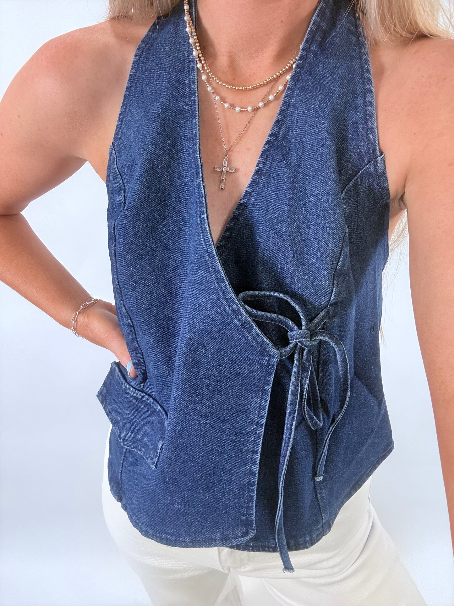 Phoenix Denim Top - Dark Wash