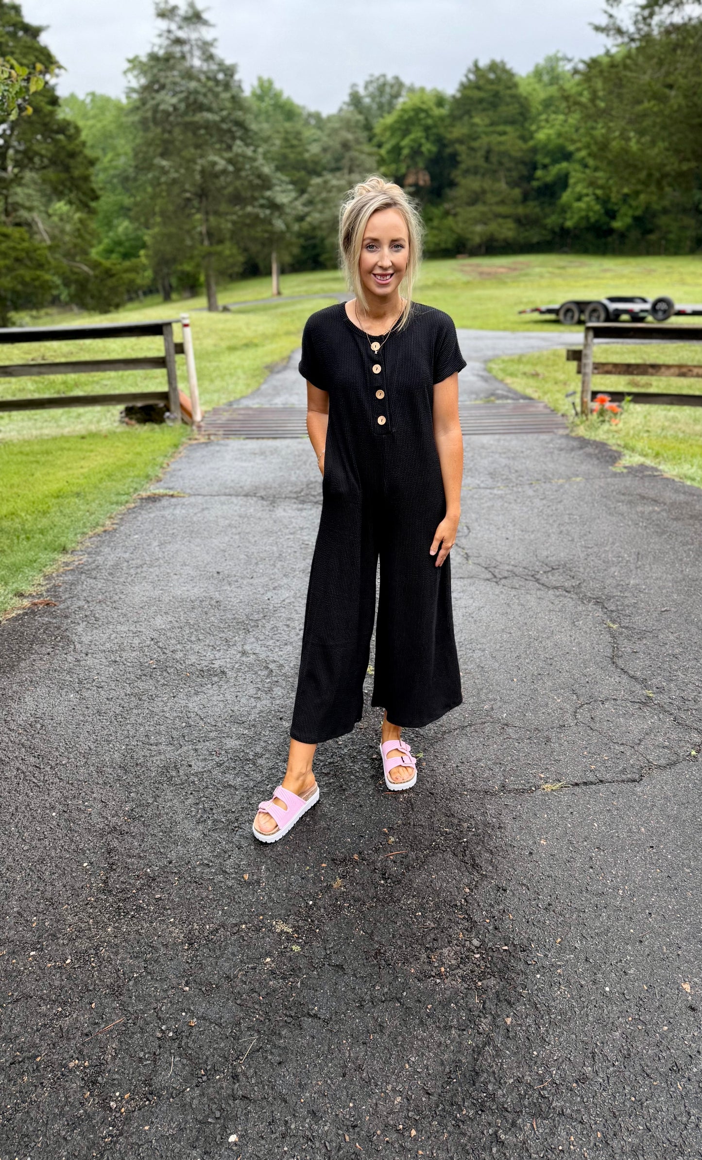 Ribbed Crop Flare Jumpsuit