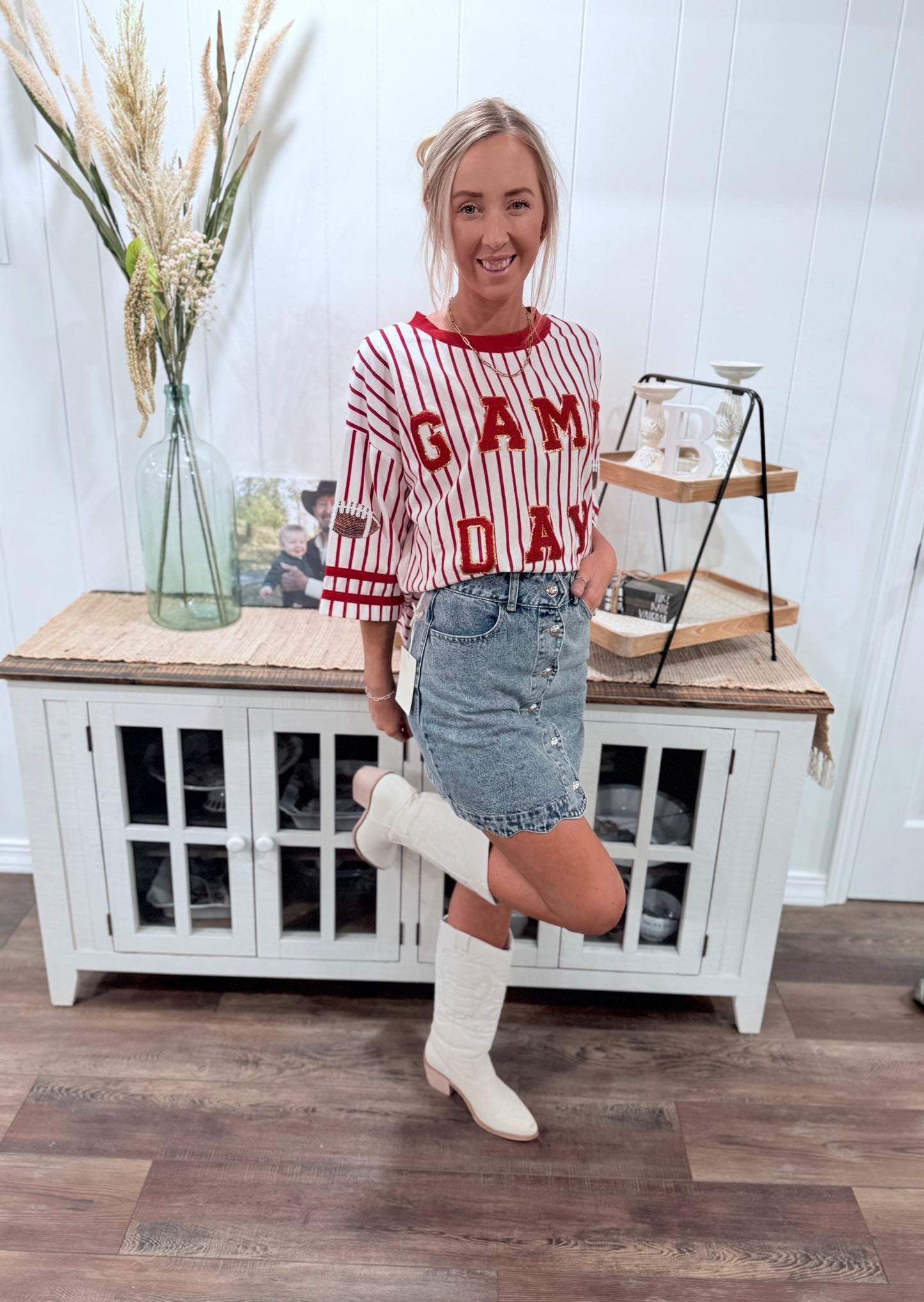 Scallop Denim Skirt