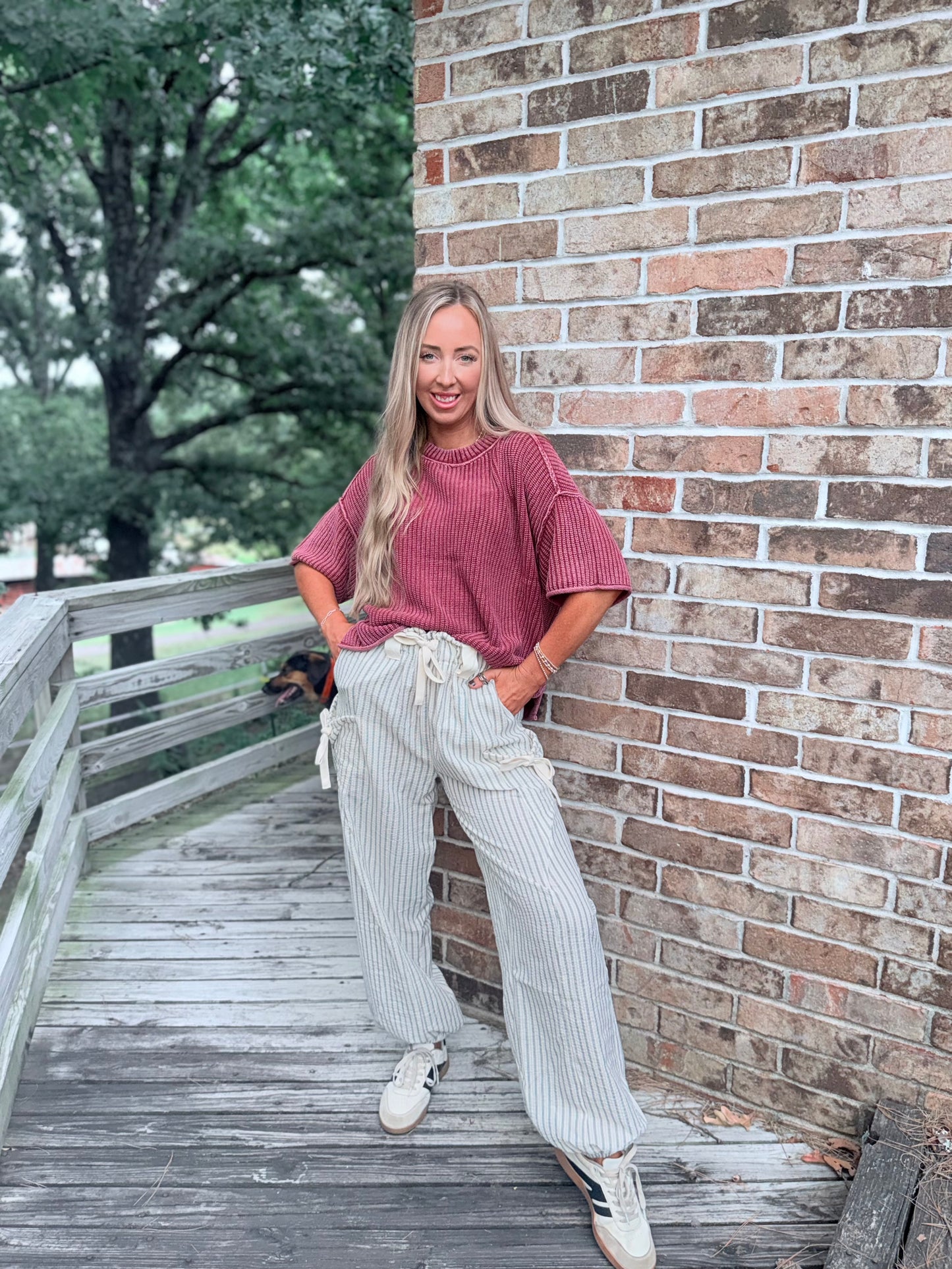 Georgia Stripe Pants - White/Black