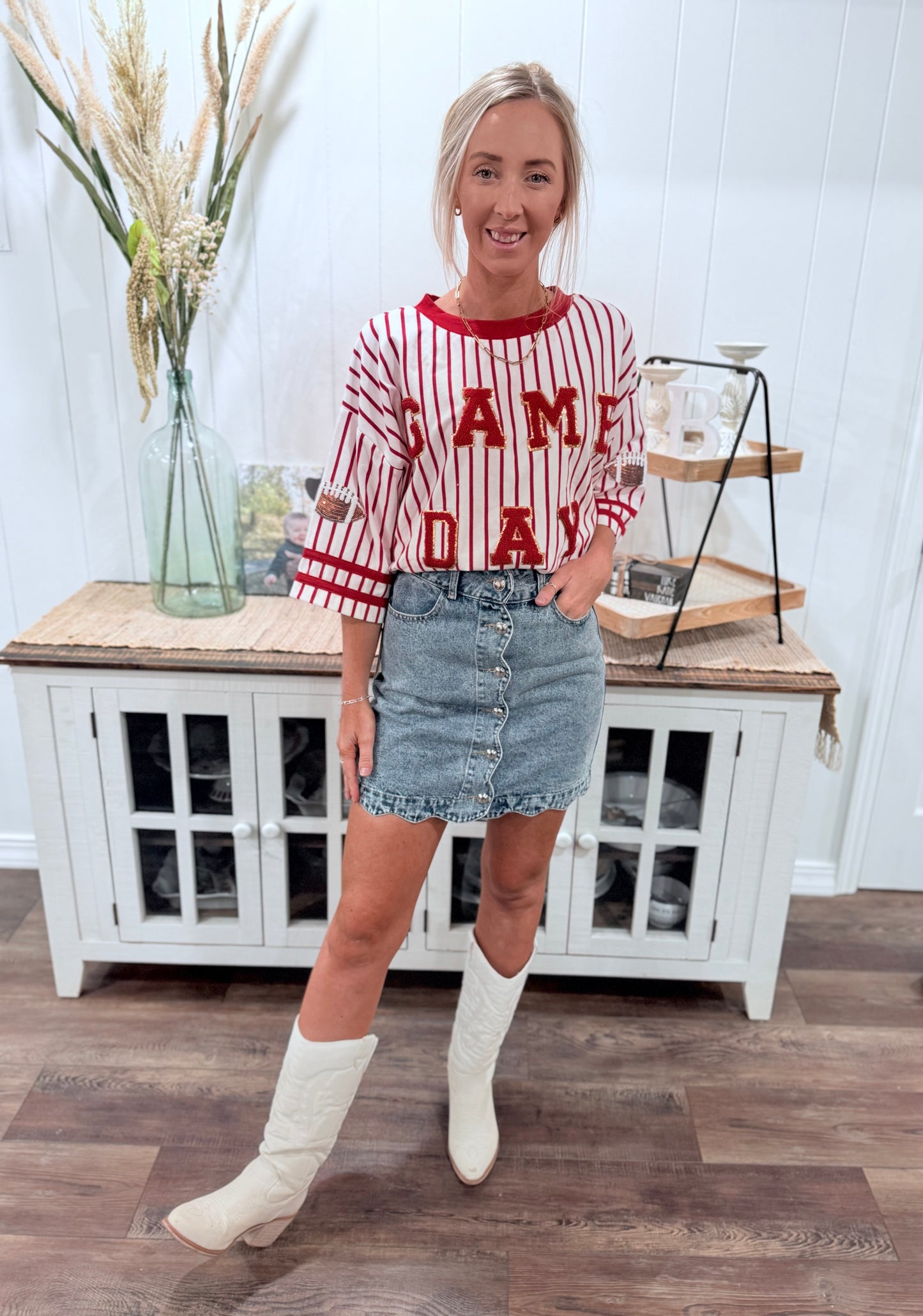 Scallop Denim Skirt