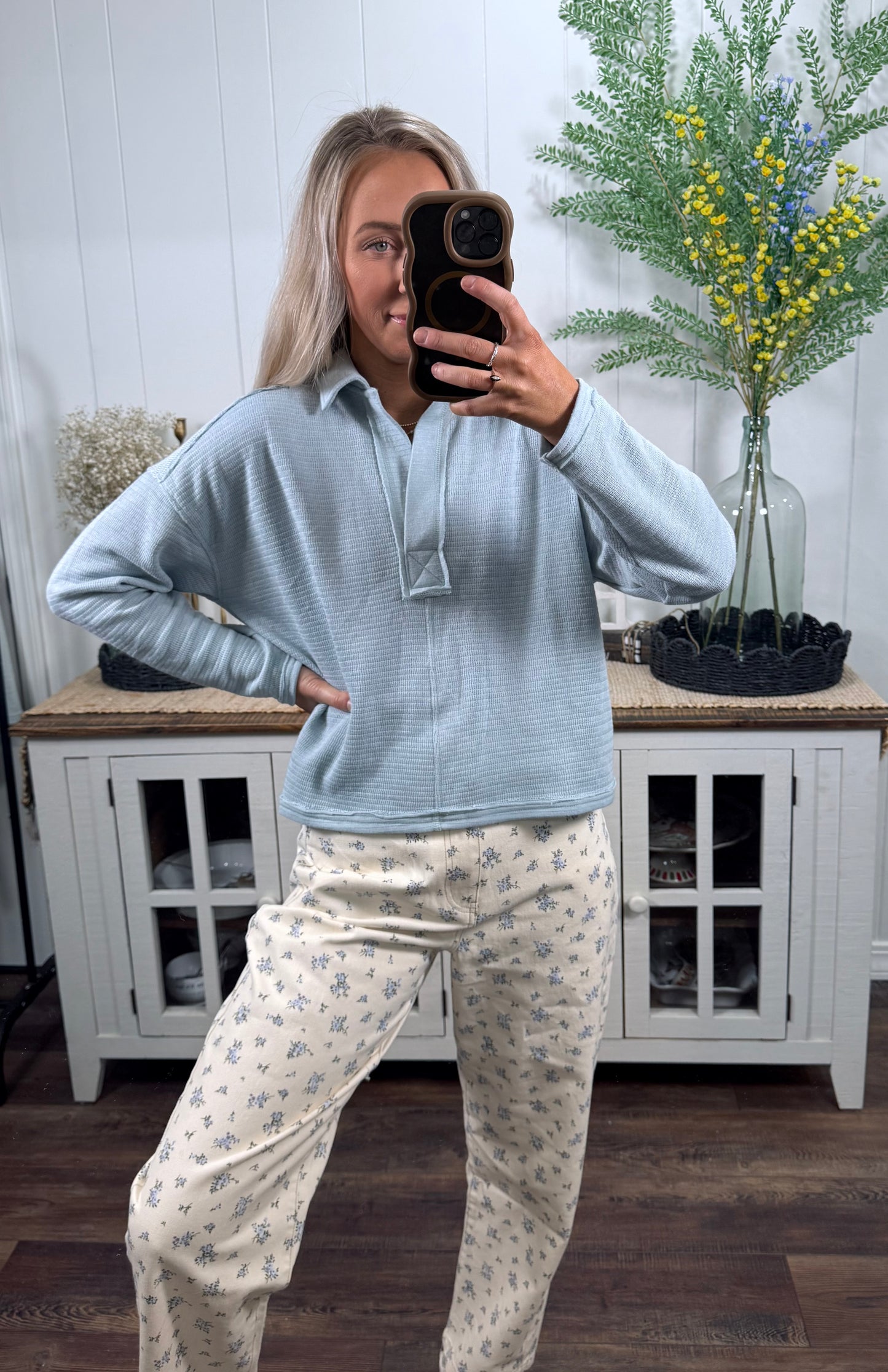 Rory Collared Top - Blue