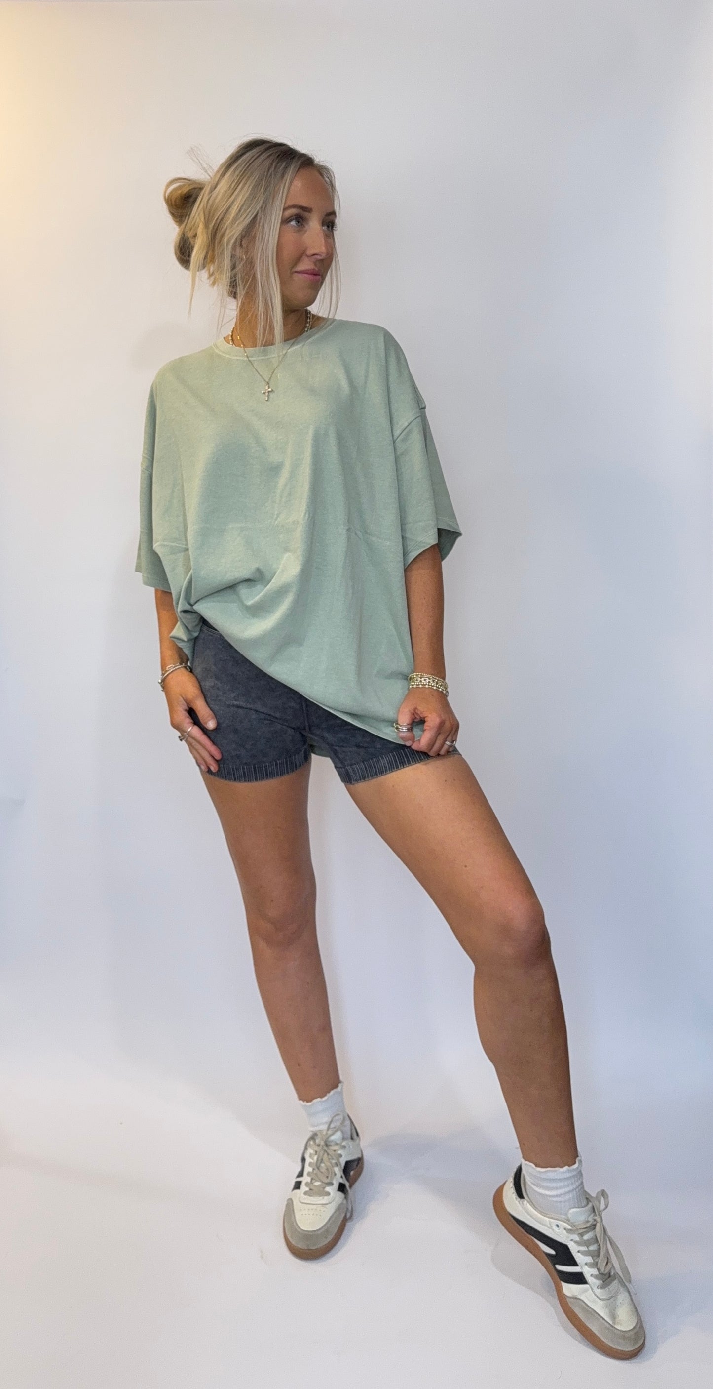 Gracelyn Boyfriend Tee - Sage