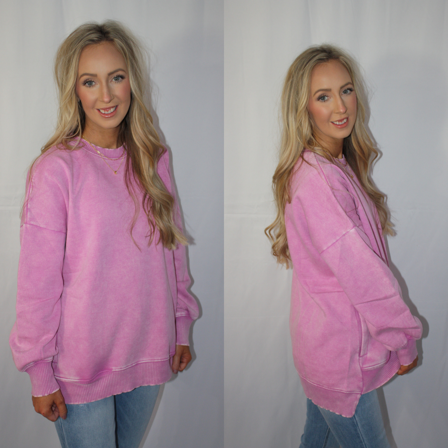 High-Low Fleece Sweatshirt - mauve