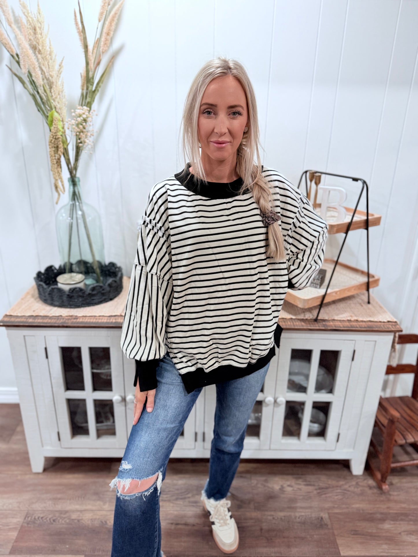 Oversized Striped Pullover