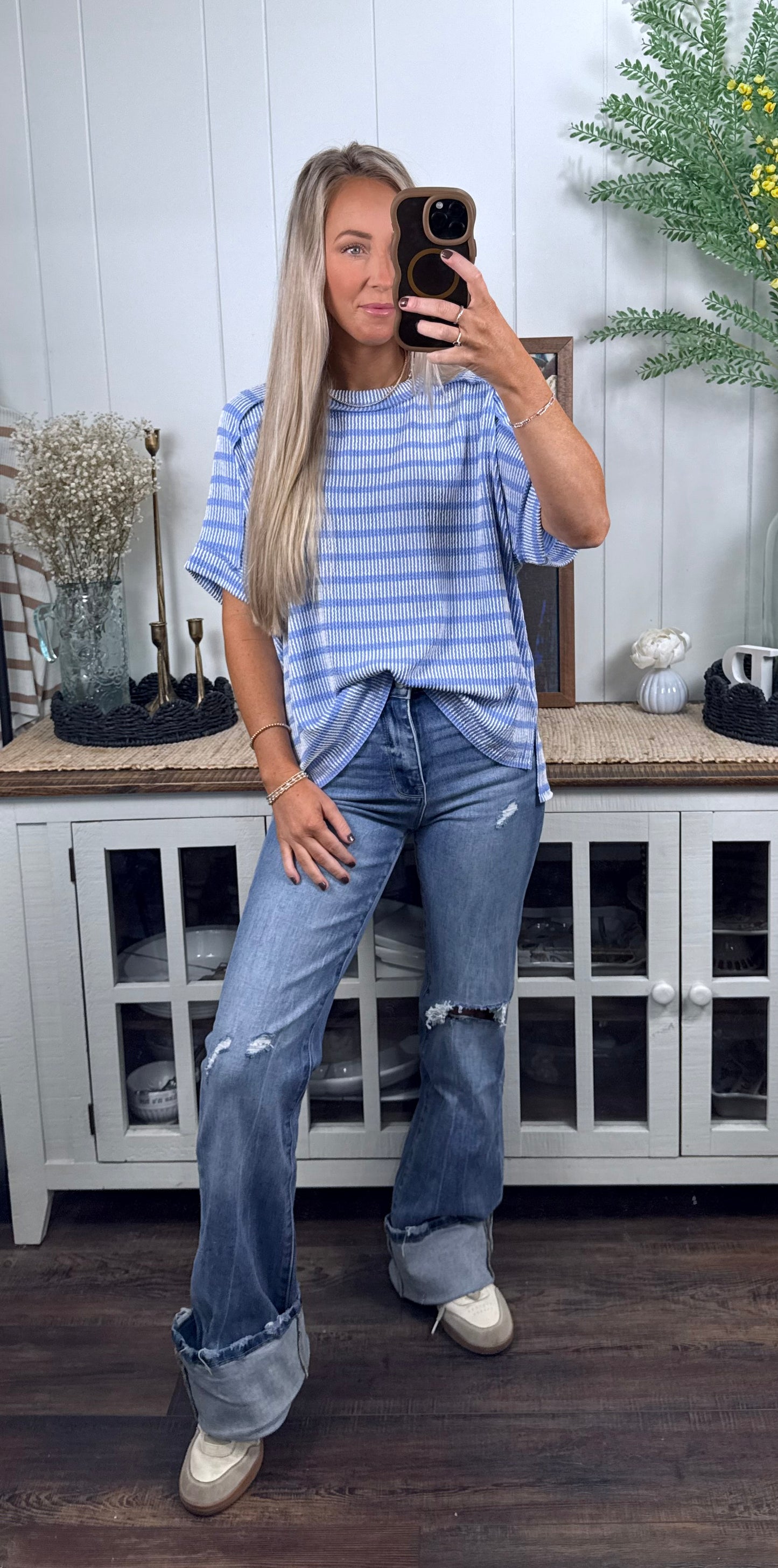Oversized Stripe Top - Blue