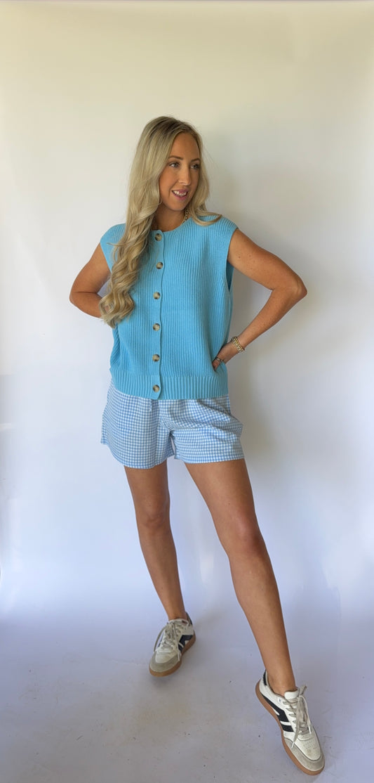 Beth Gingham Shorts - Blue