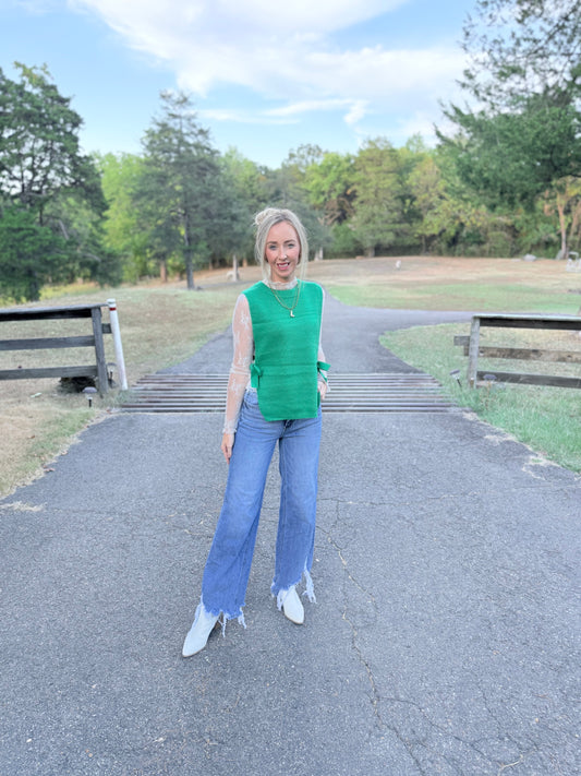 Evie Tie Sweater Vest - Kelly Green