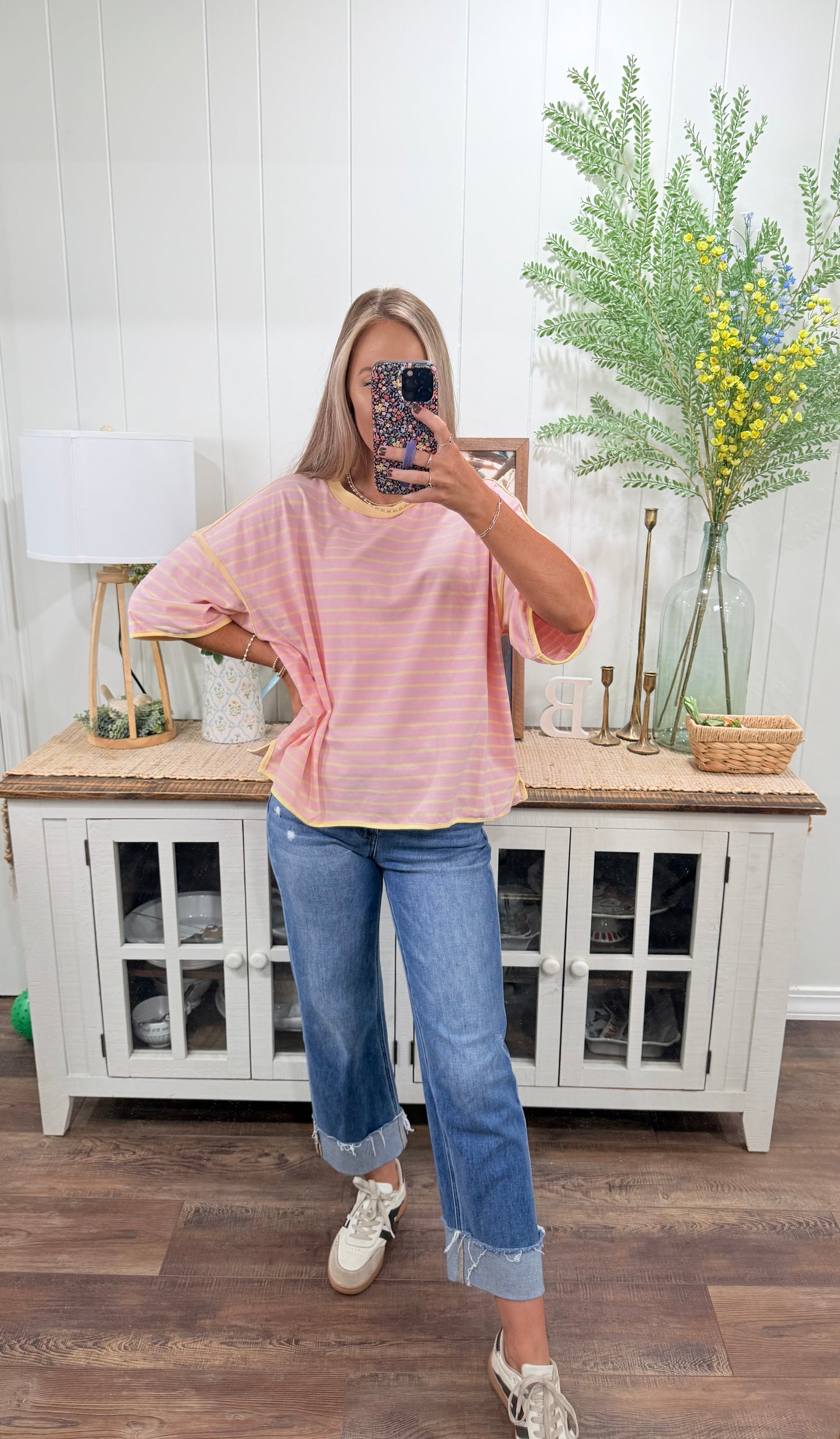 Katrina Stripe Top - pink/yellow