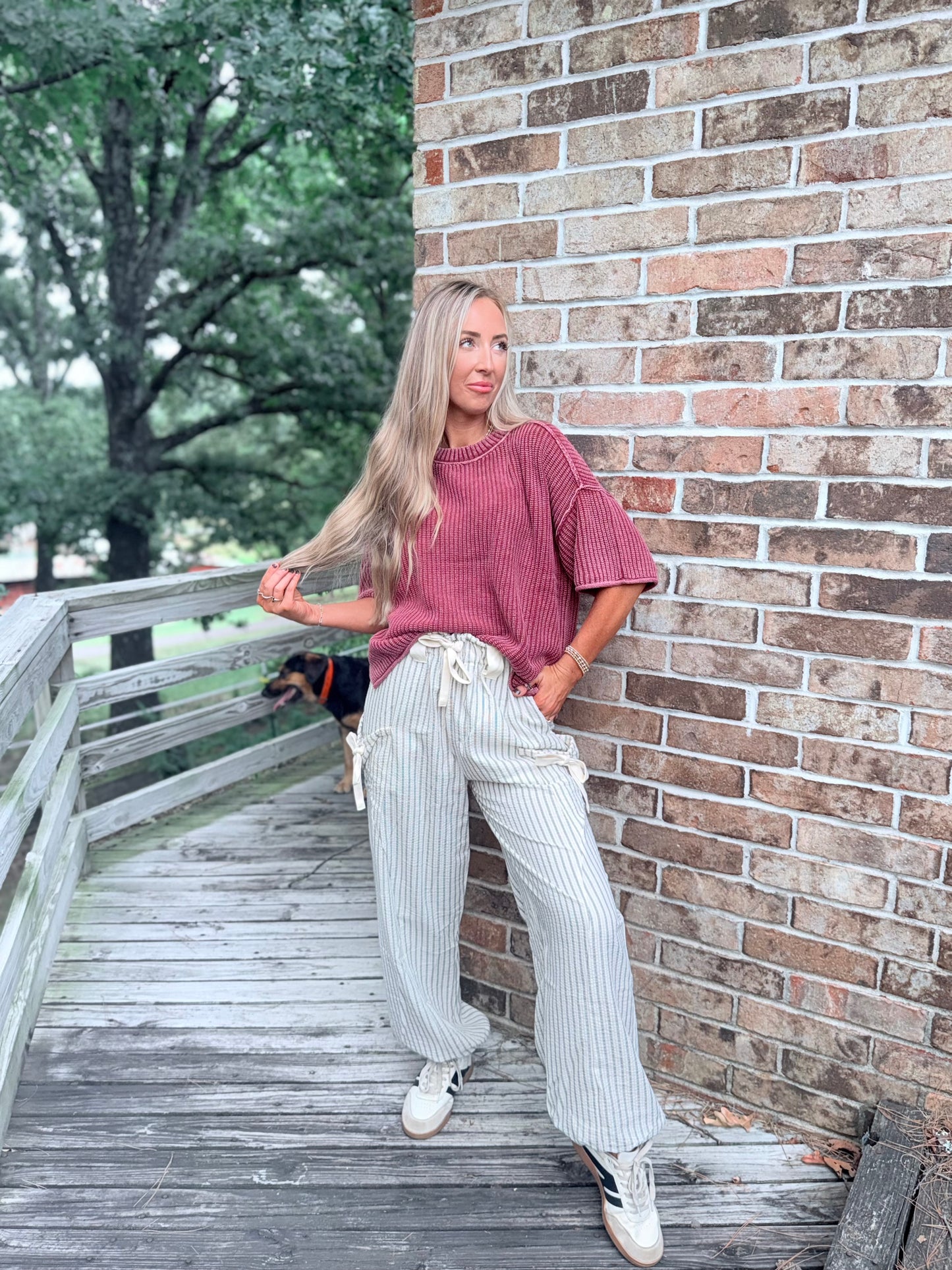 Georgia Stripe Pants - White/Black