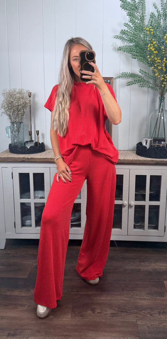 Charlie Ribbed Set - Red