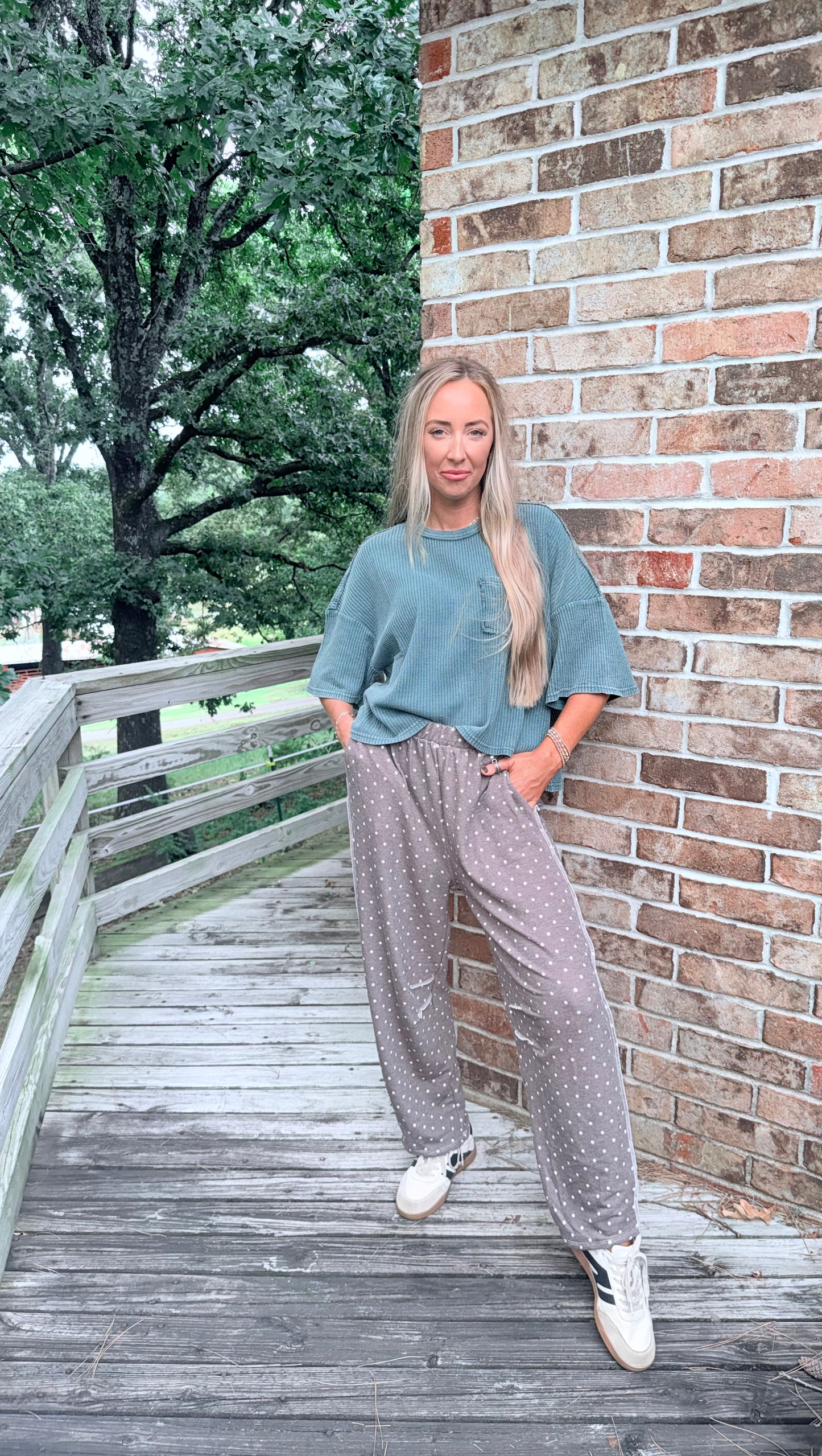 Polkadot Barrel Pants - Brown