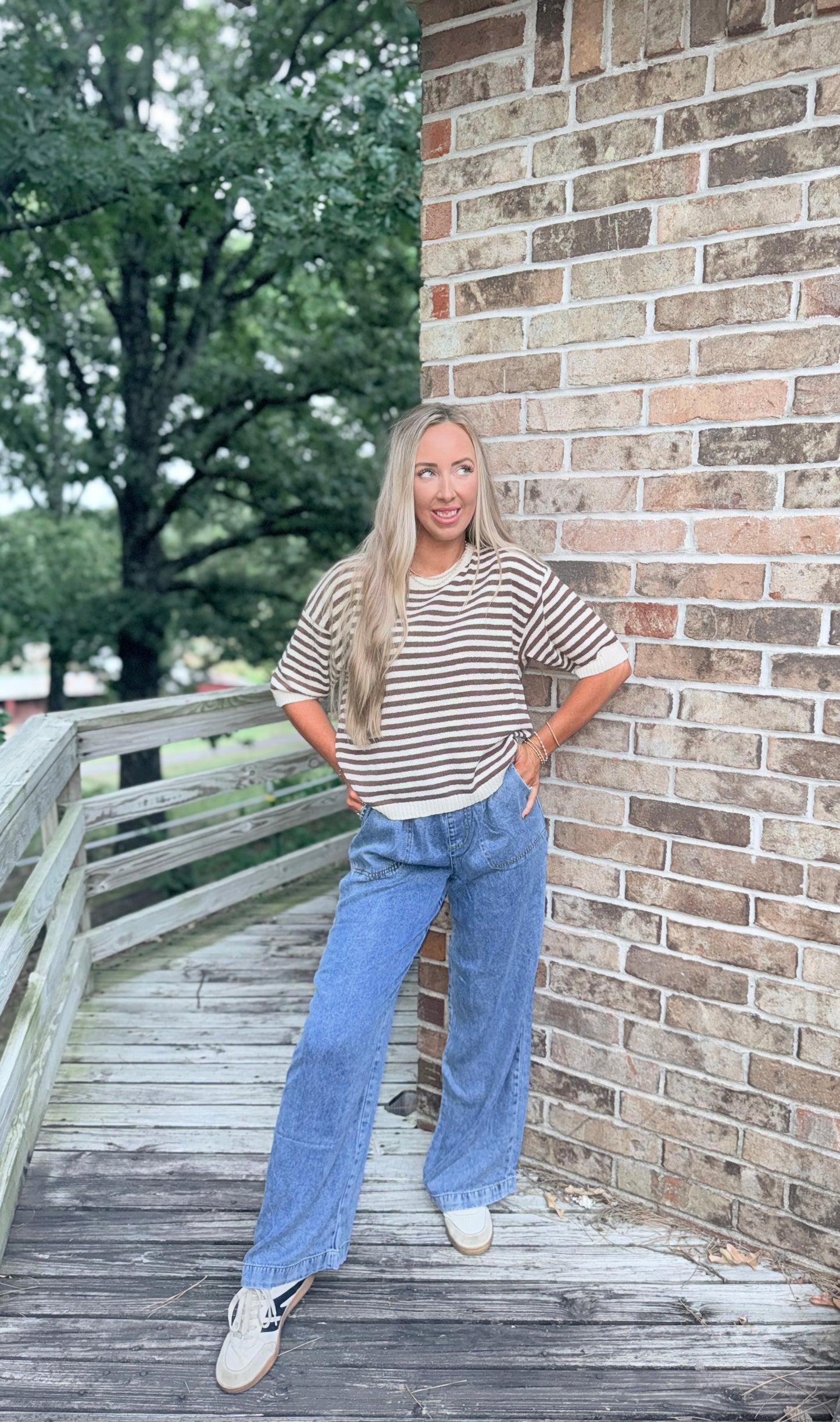 Blake Stripe Top - Brown