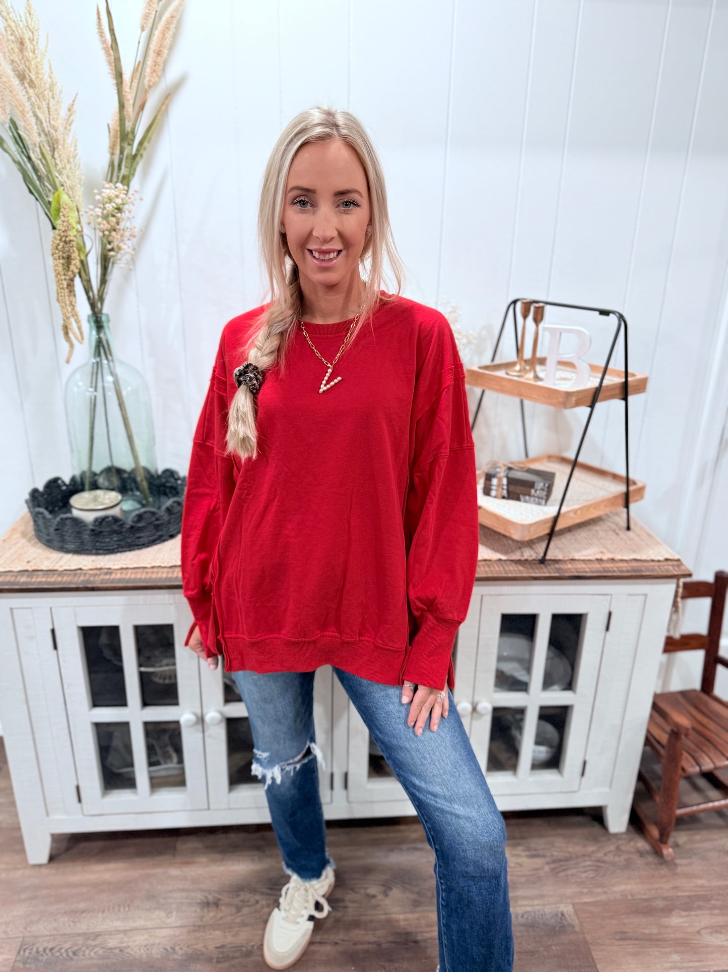 Oversized Slit Detail Pullover