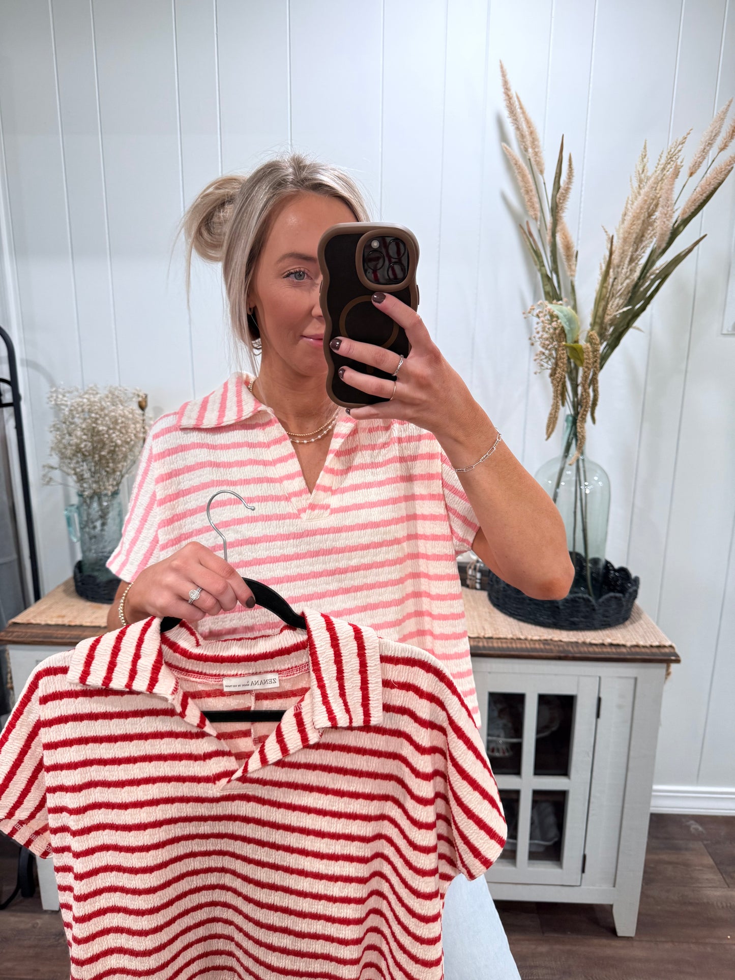 Collared Boxy Top - Red