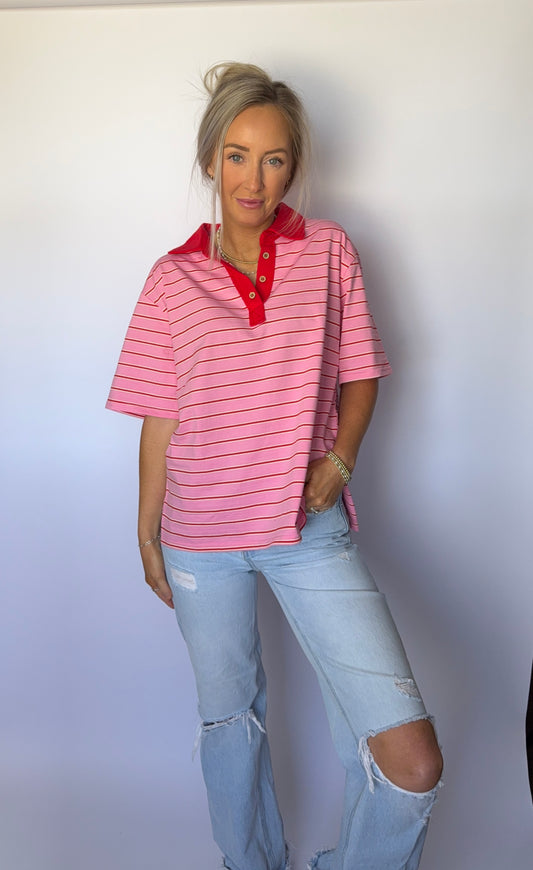 Oversized Stripe Collared Top *Restock*