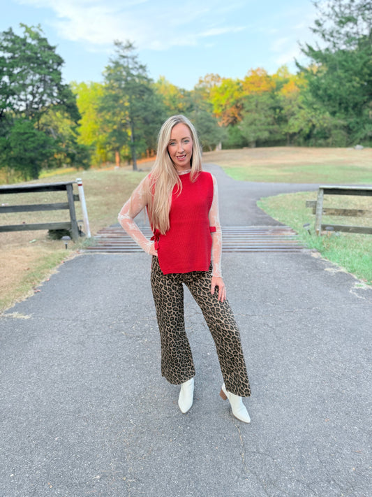 Evie Tie Sweater Vest - Red