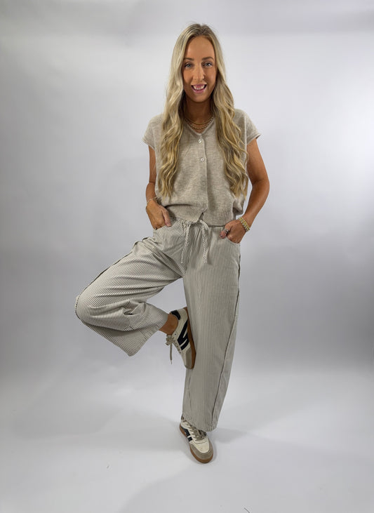 Kit Sage Stripe Barrel Pants