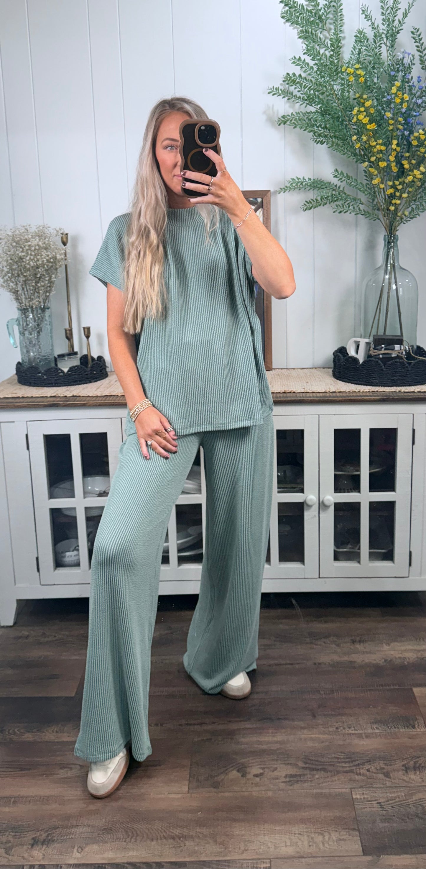 Charlie Ribbed Set - Jade