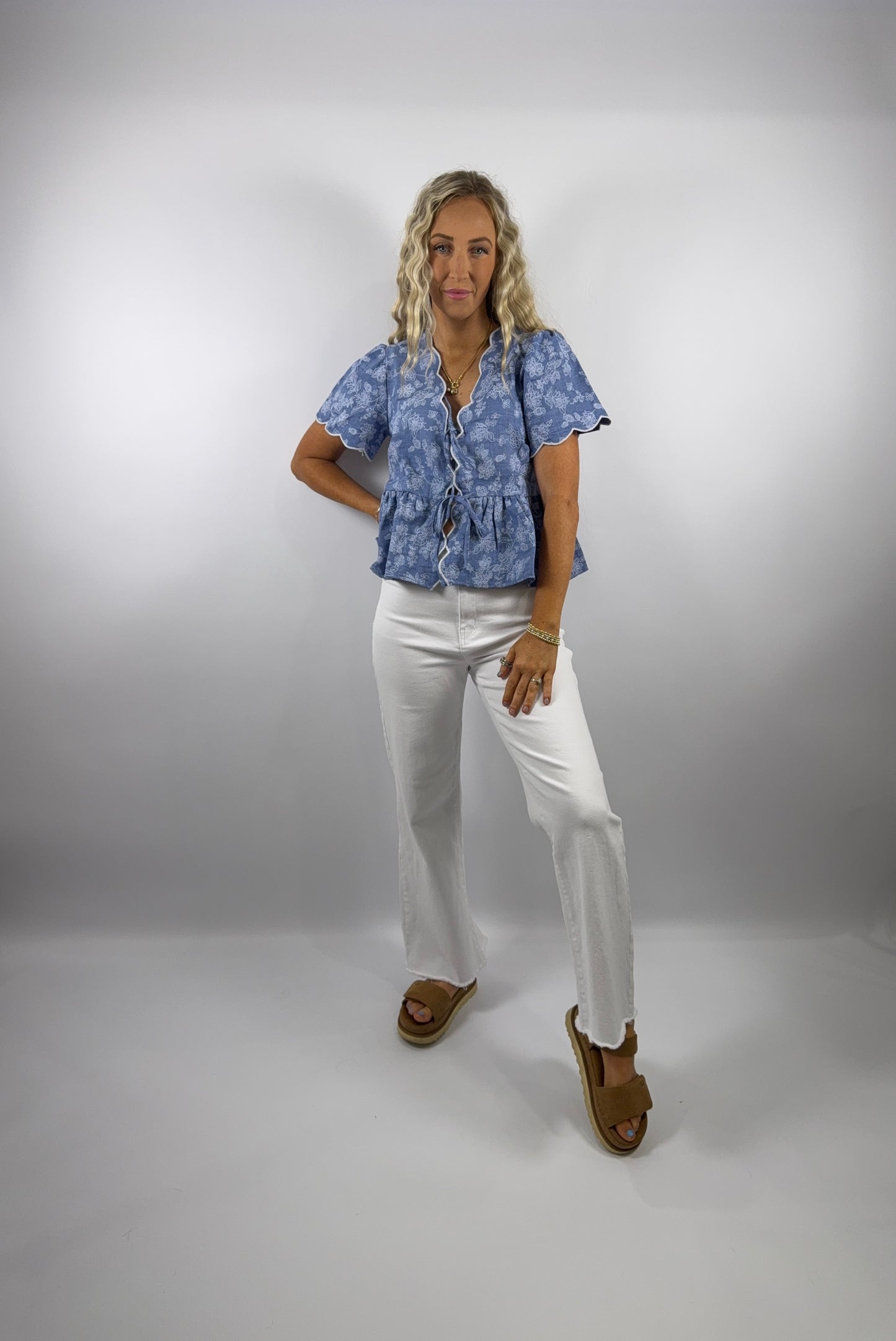 Sweet Blooms Scallop Top