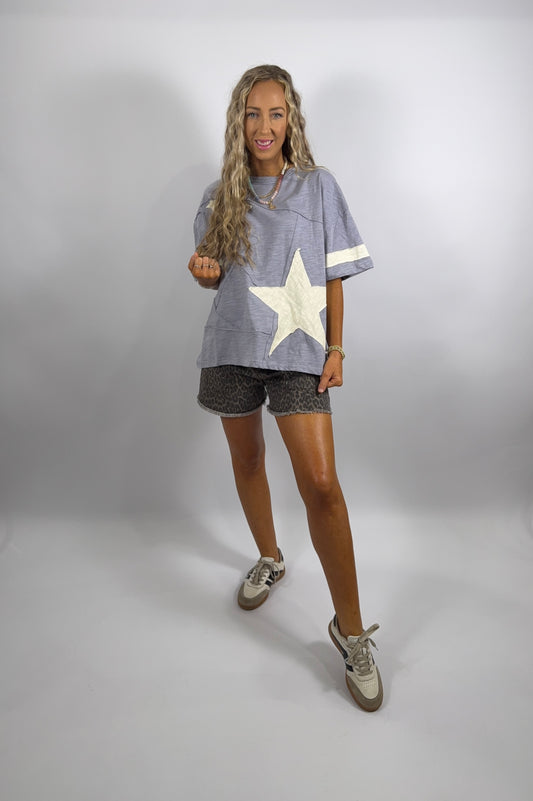 Carmine Star Top - Blue Gray