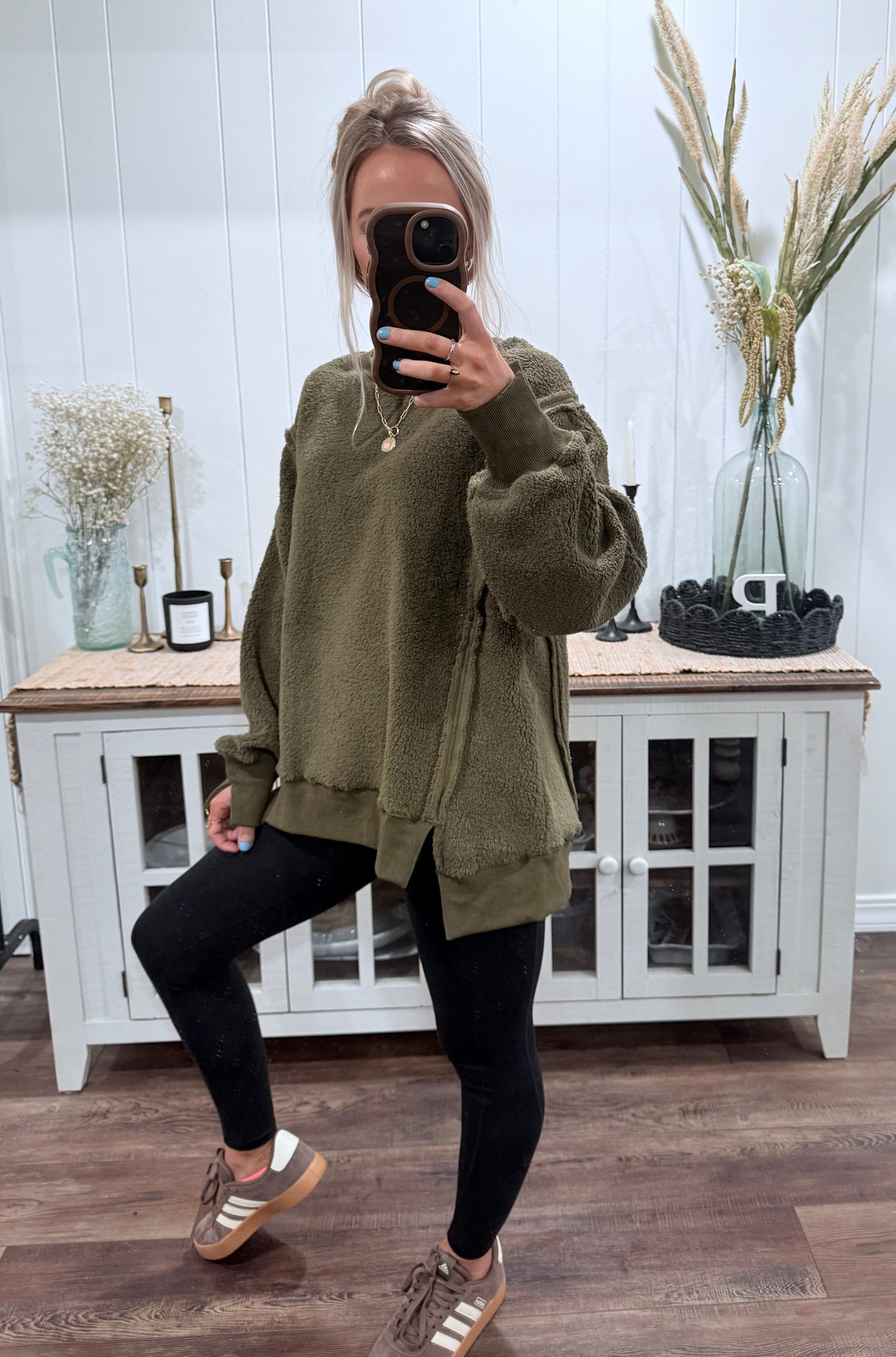 Exposed Seam Sherpa Pullover - 3 colors