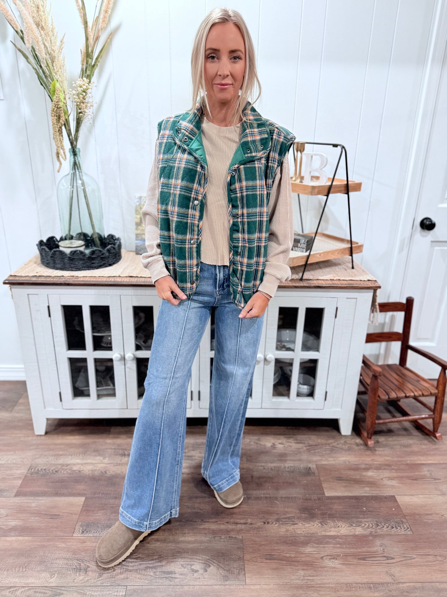 Audrey Quilted Plaid Vest