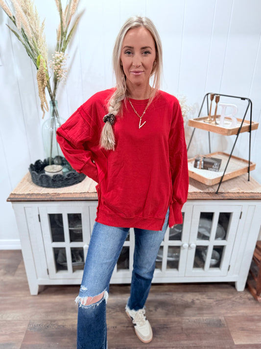 Oversized Slit Detail Pullover