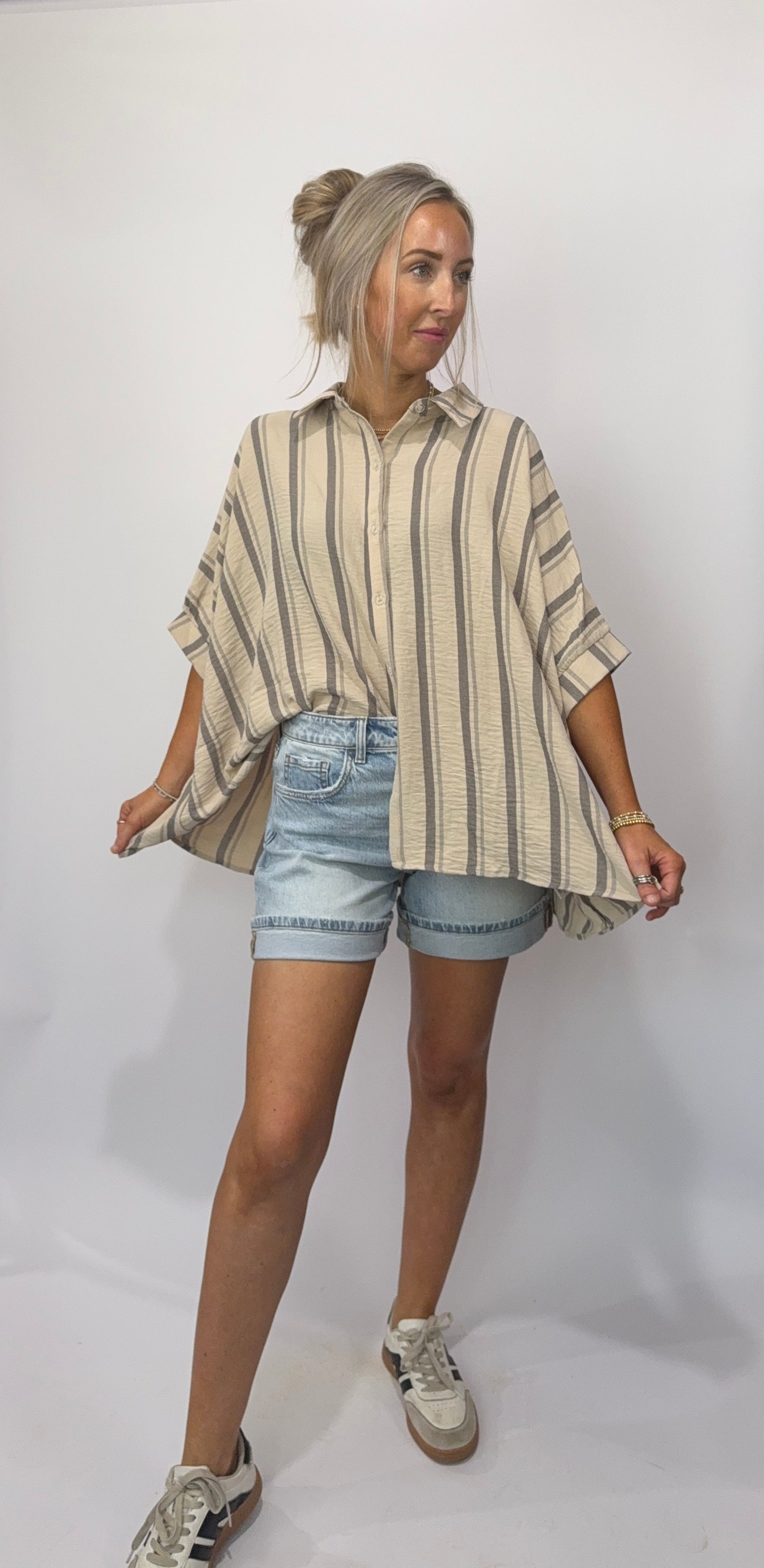 Brooke Stripe Top - Taupe
