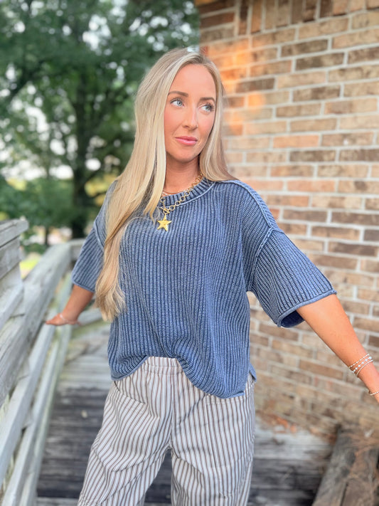 Mae Sweater Top - Navy