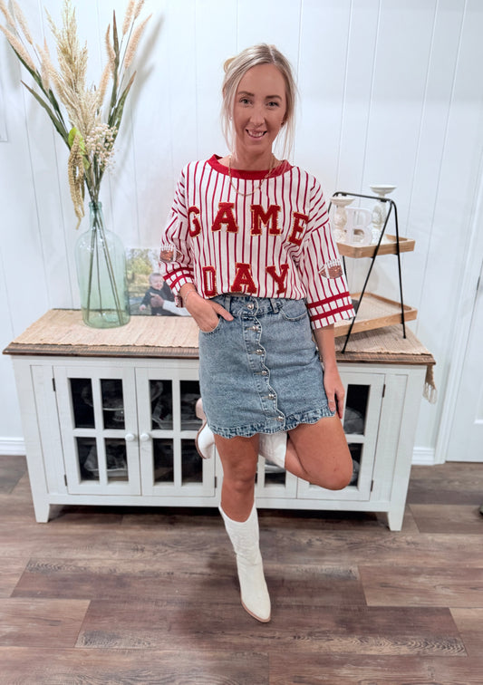 Scallop Denim Skirt