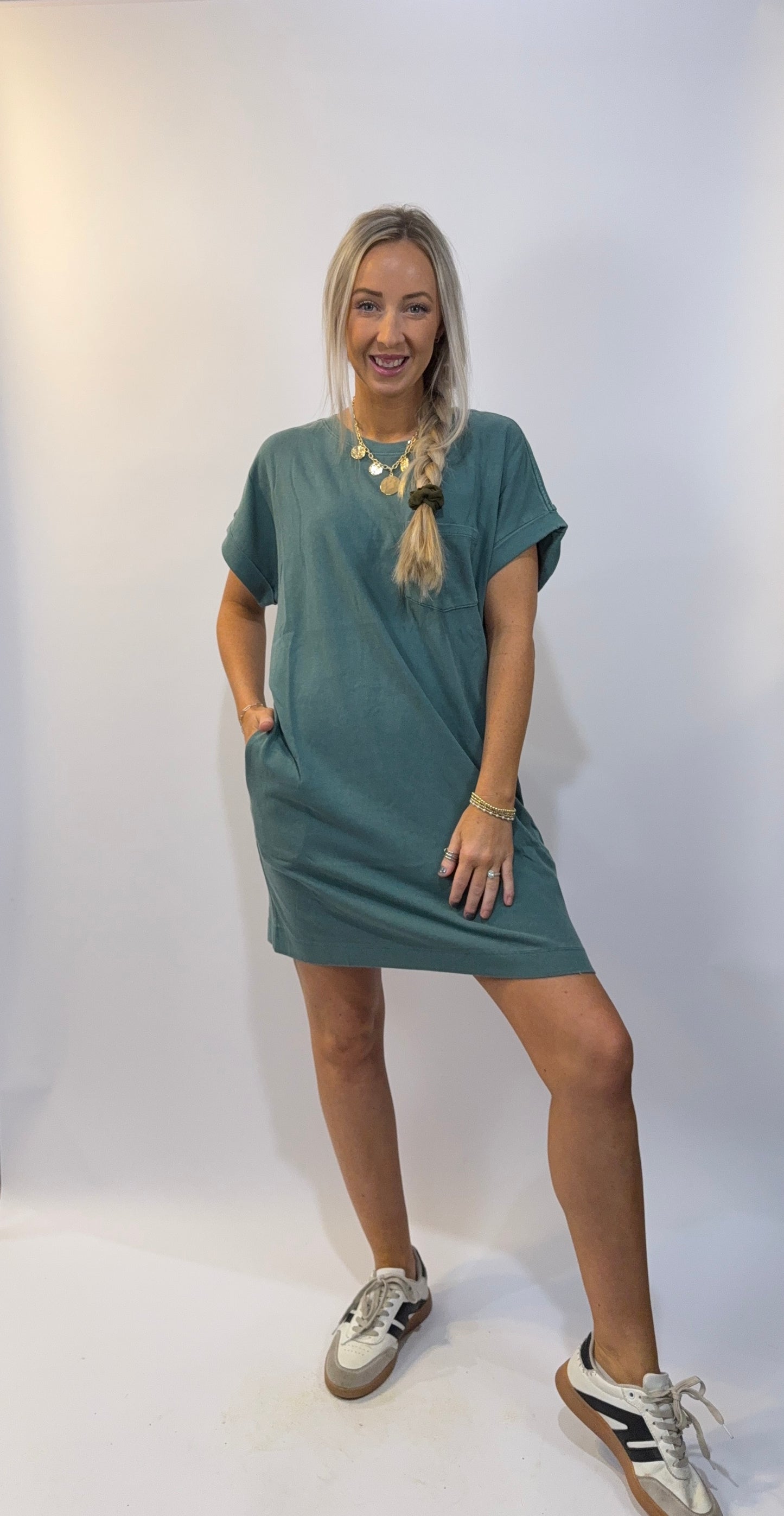 Katelyn Tshirt Dress - Teal