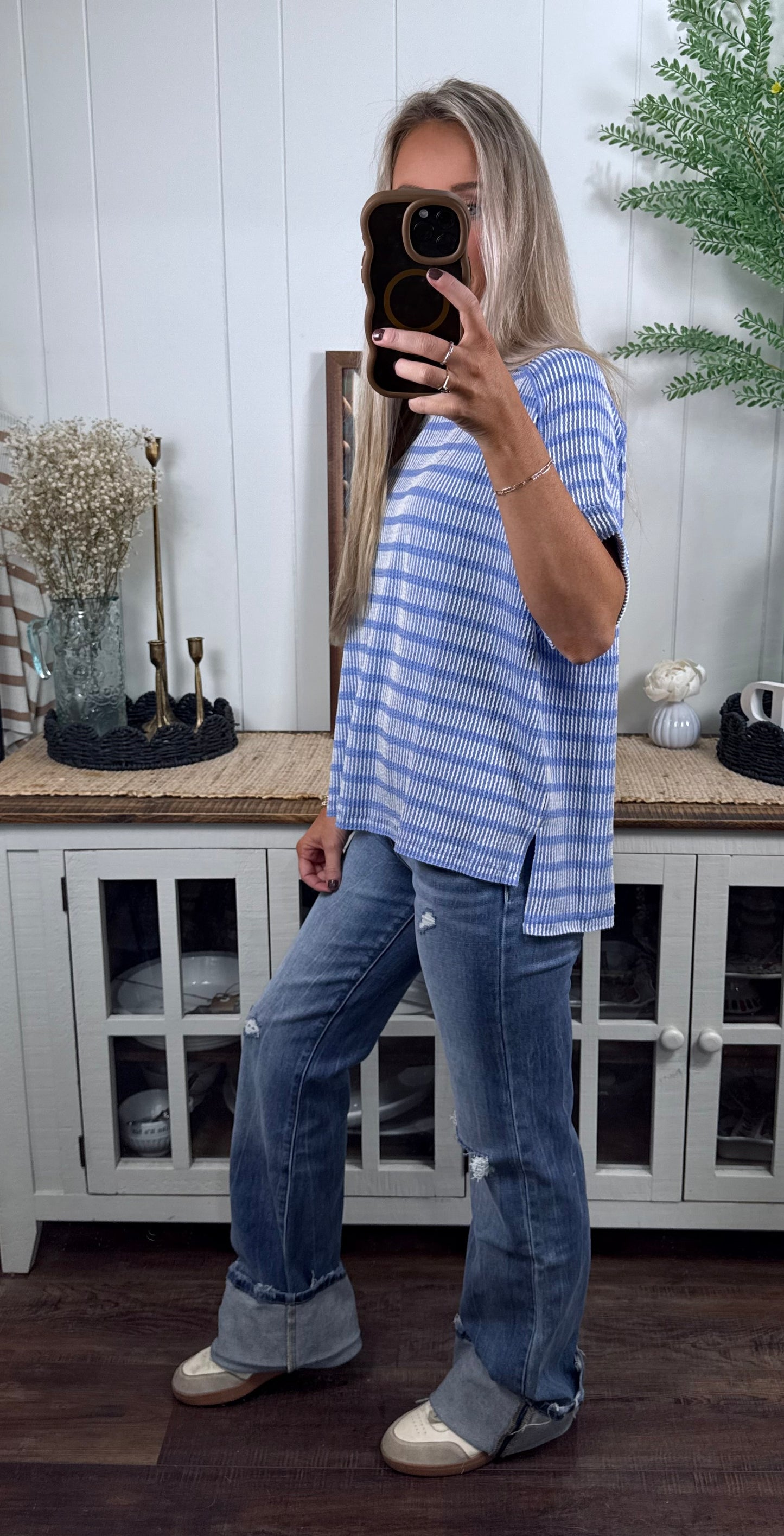 Oversized Stripe Top - Blue