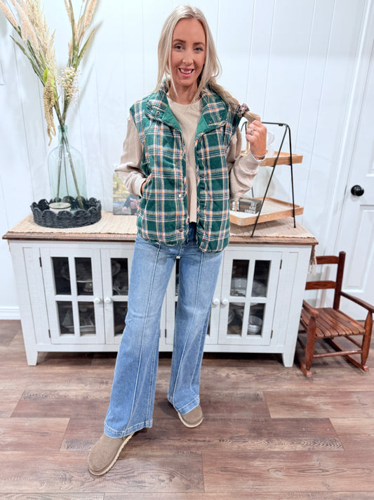 Audrey Quilted Plaid Vest