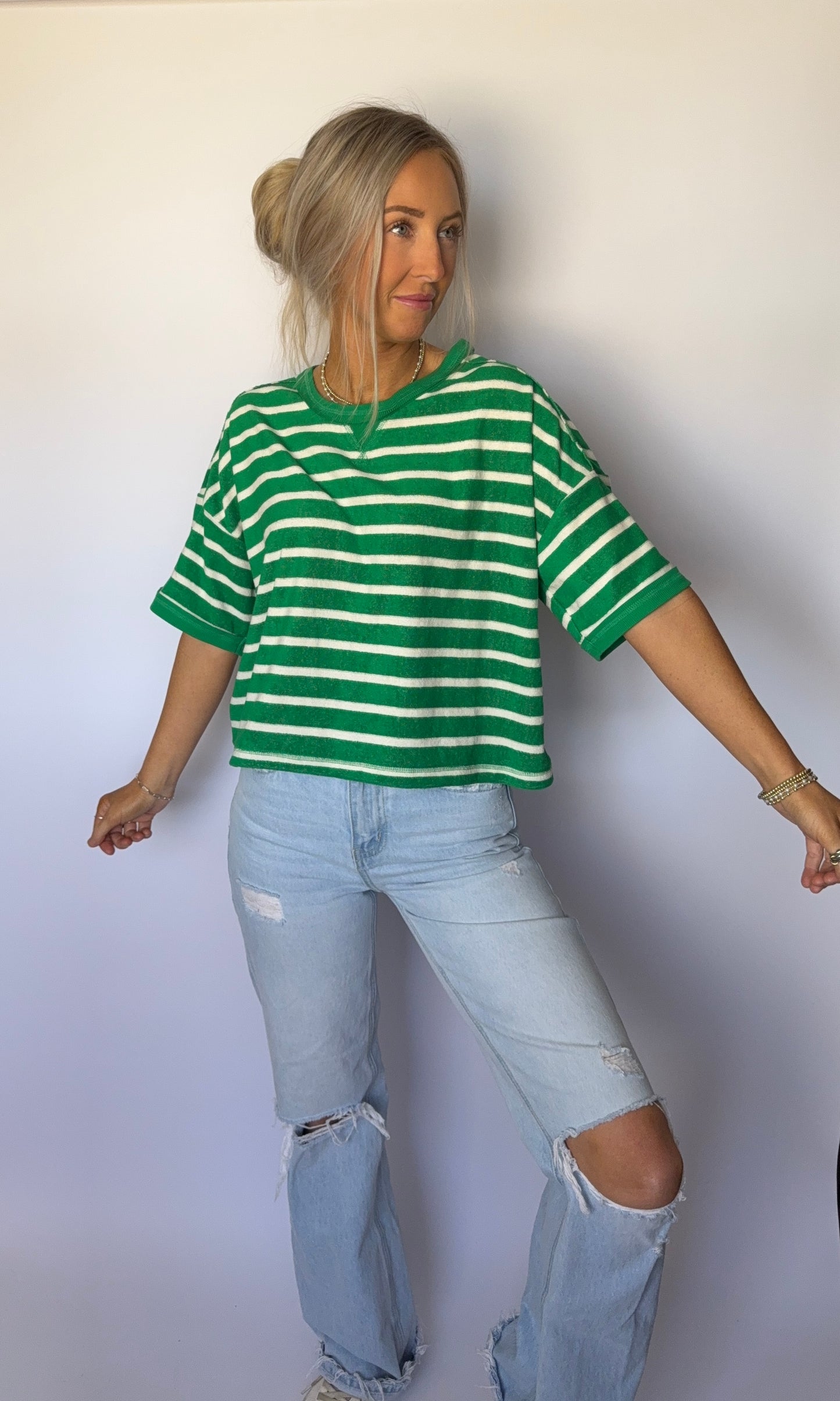 Everyday Stripe Top - Green/White