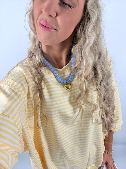 Chunky Heart Necklace - Blue
