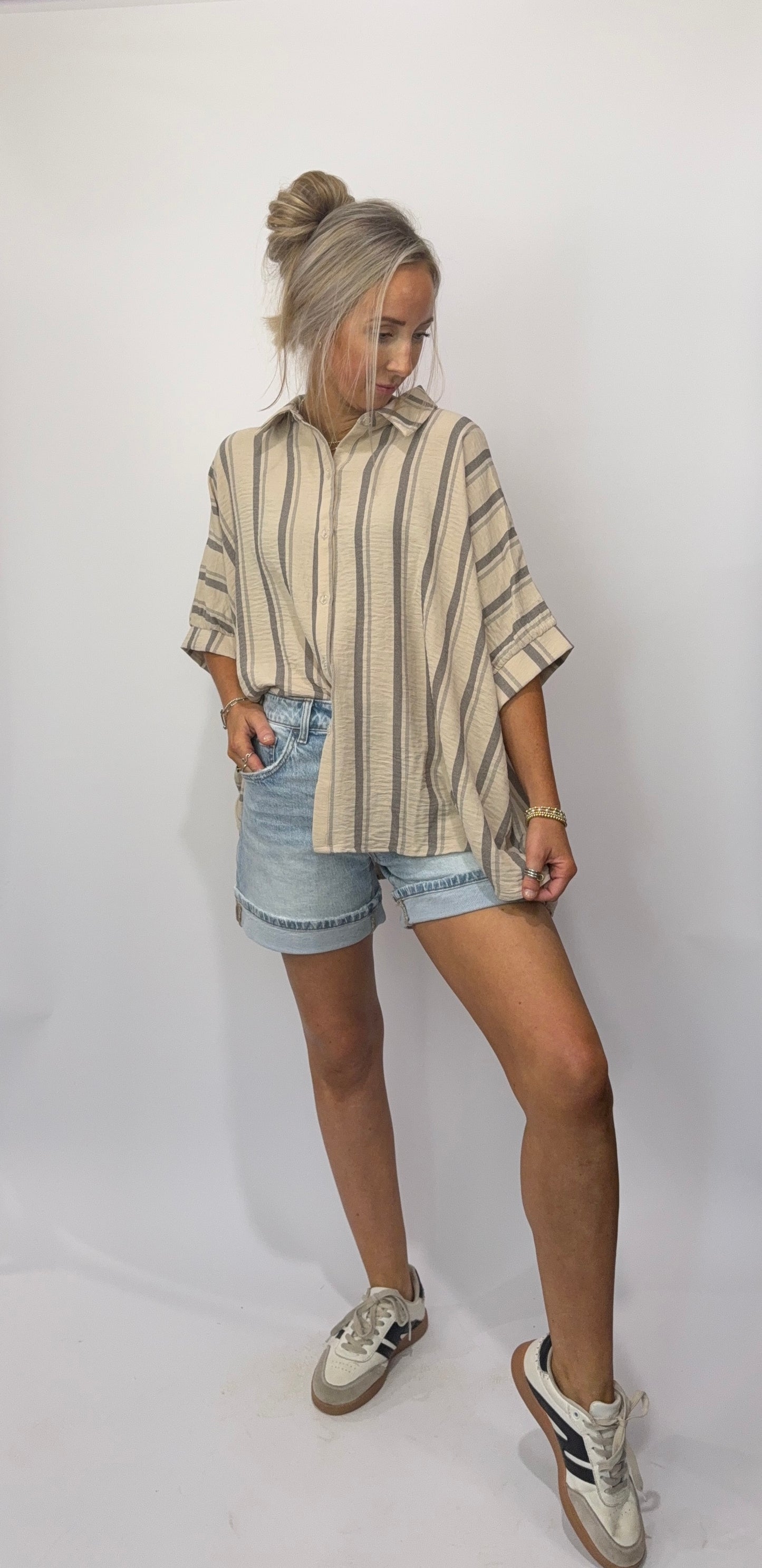 Brooke Stripe Top - Taupe